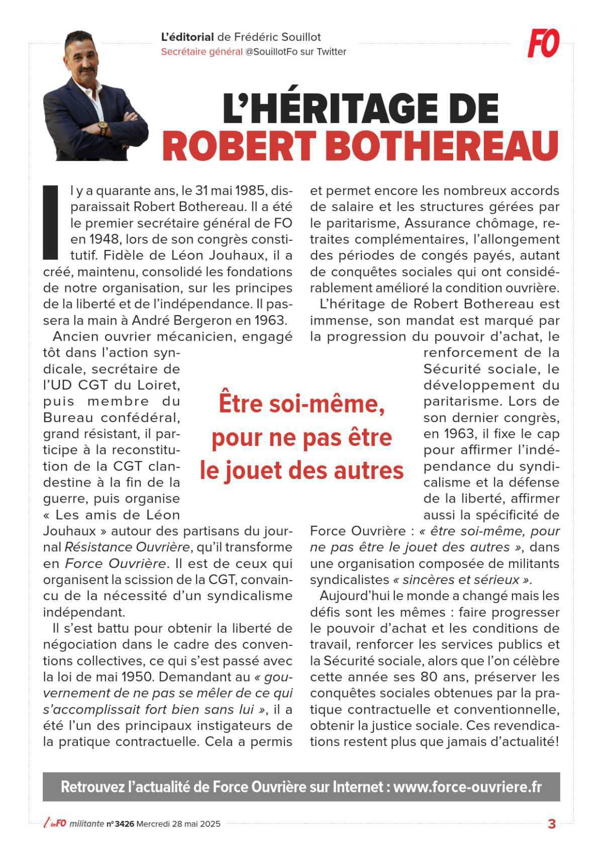 L’édito de Frédéric Souillot - « L’héritage de Robert Bothereau »