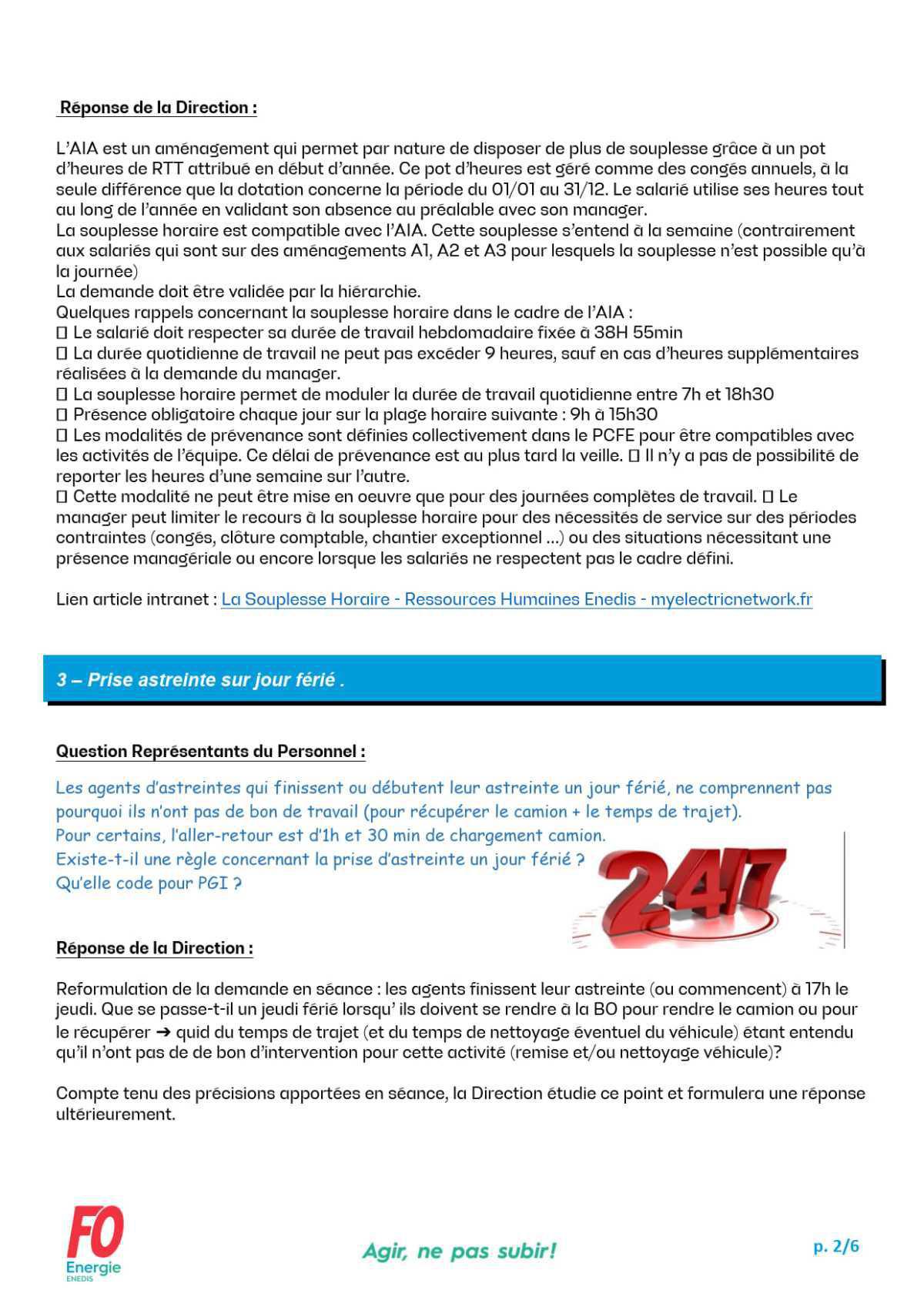 [FO Énergie AQN] Commission des Questions Individuelles et Collectives - Réunion du 20 mai 2025