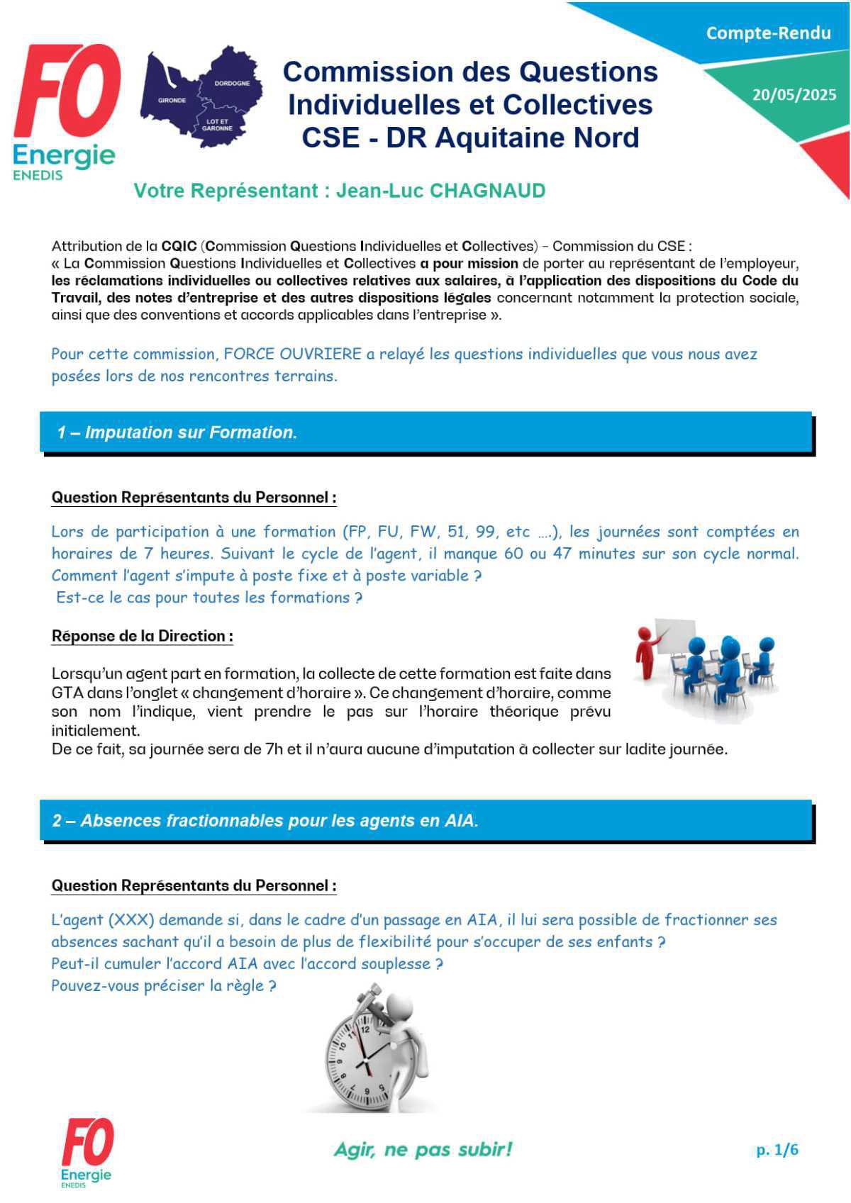 [FO Énergie AQN] Commission des Questions Individuelles et Collectives - Réunion du 20 mai 2025