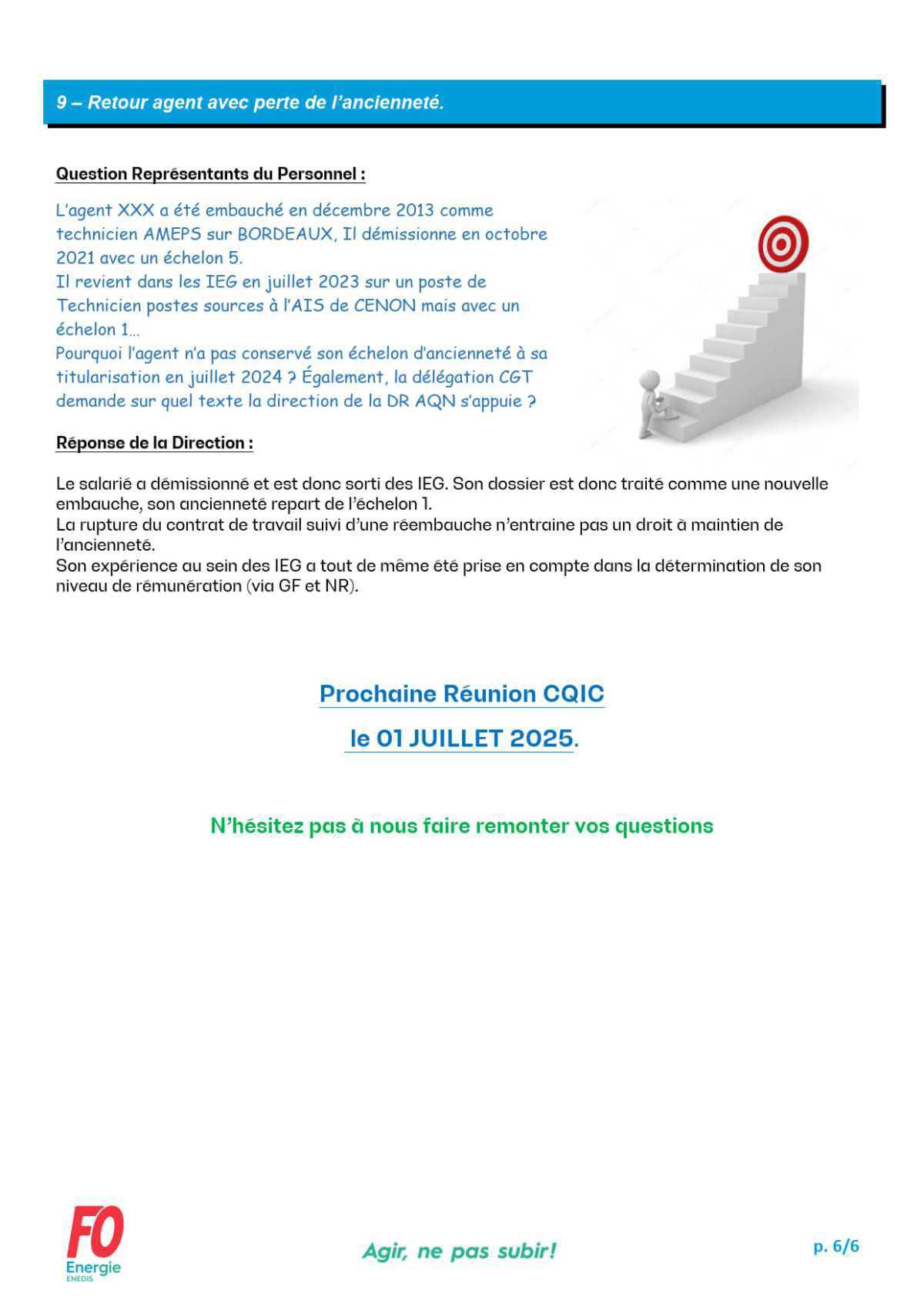 [FO Énergie AQN] Commission des Questions Individuelles et Collectives - Réunion du 20 mai 2025