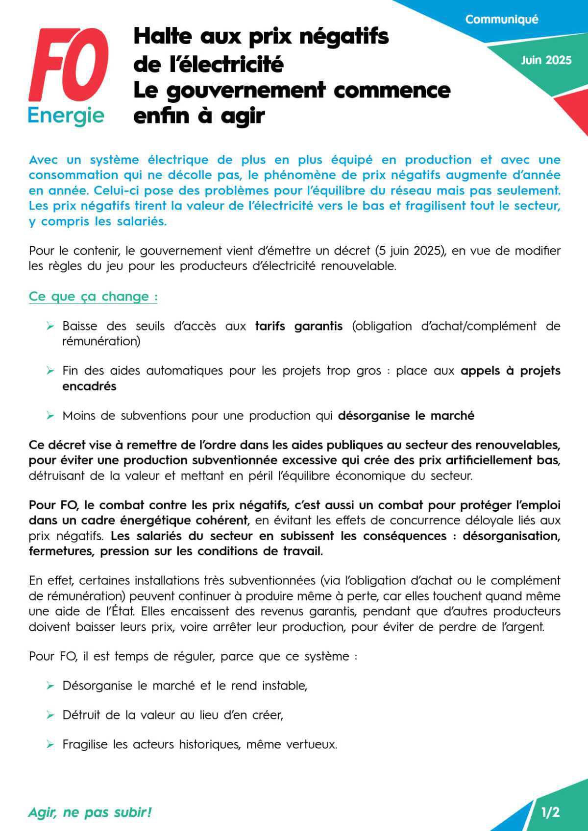 Halte aux prix négatifs de l’électricité - Le gouvernement commence enfin à agir