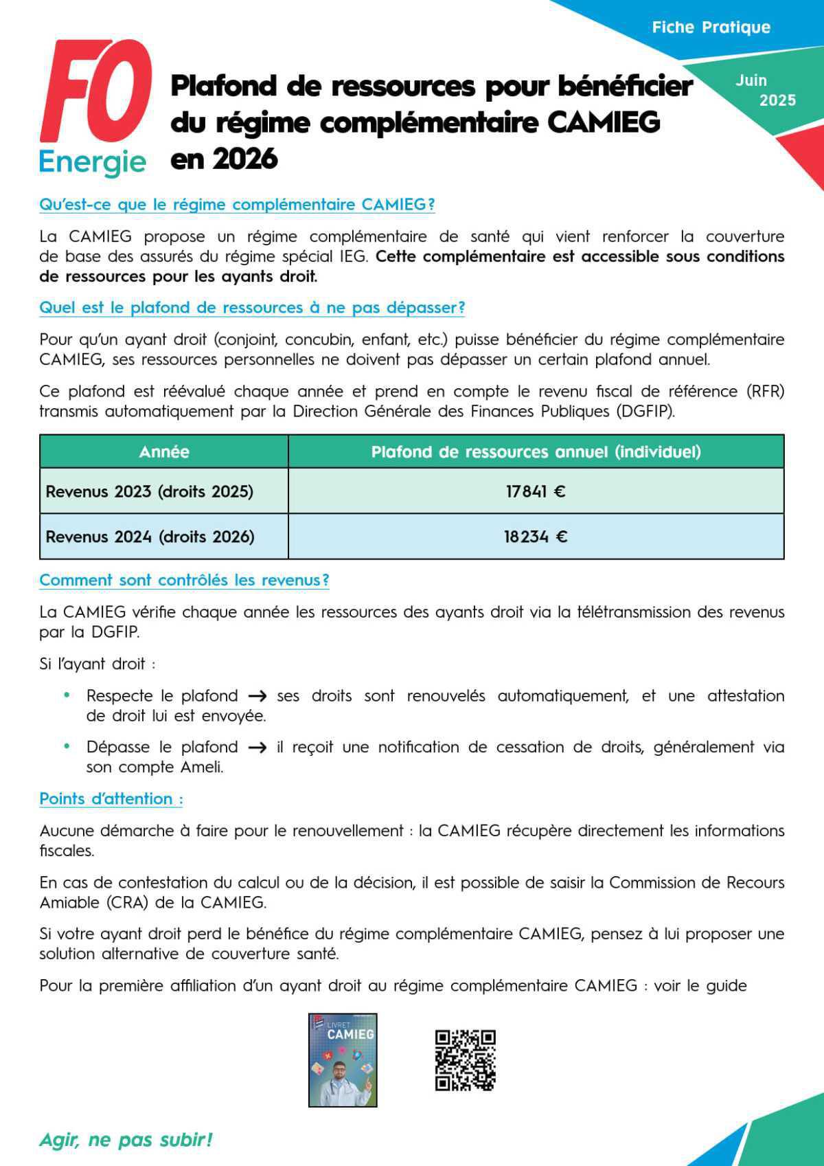 [CAMIEG] Plafond de ressources pour bénéficier du régime complémentaire en 2026