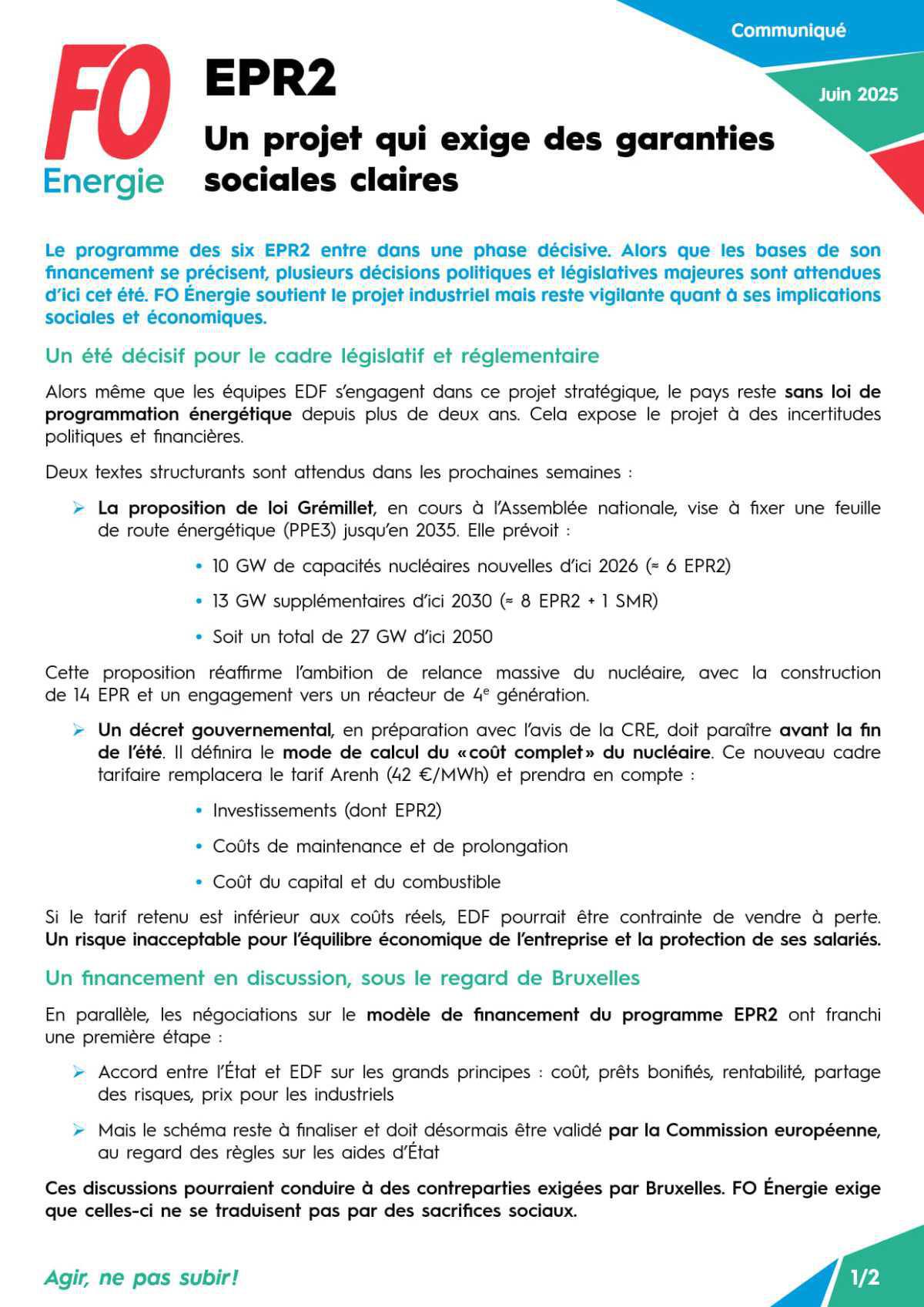 [EPR2] Un projet qui exige des garanties sociales claires