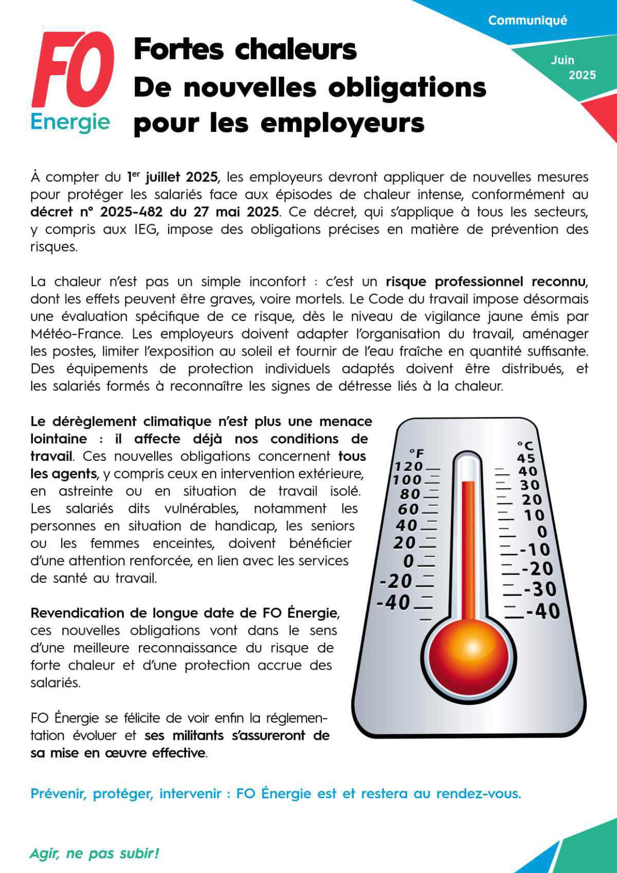 [Fortes chaleurs] De nouvelles obligations pour les employeurs