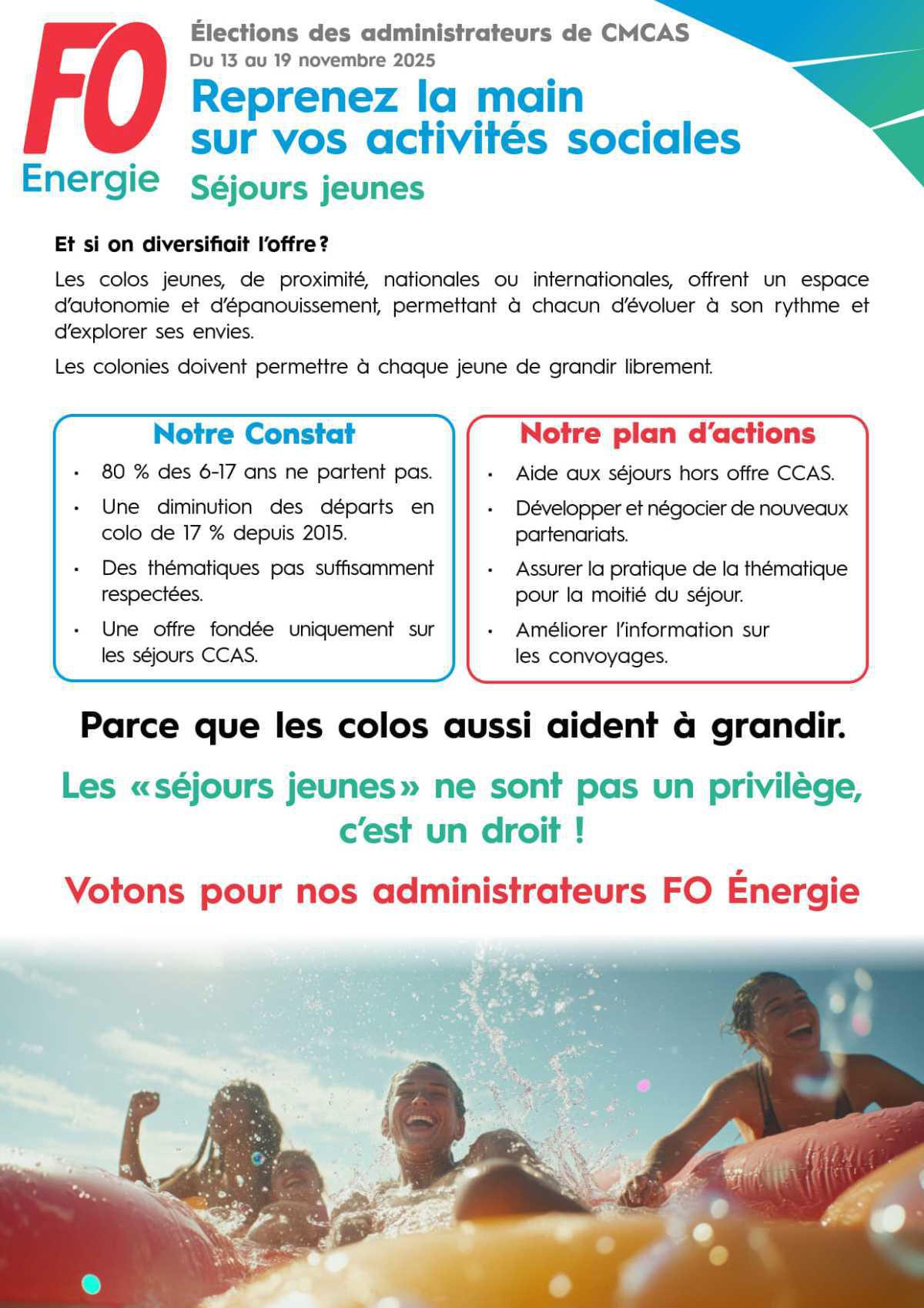 [Élections CMCAS 2025] Séjours jeunes