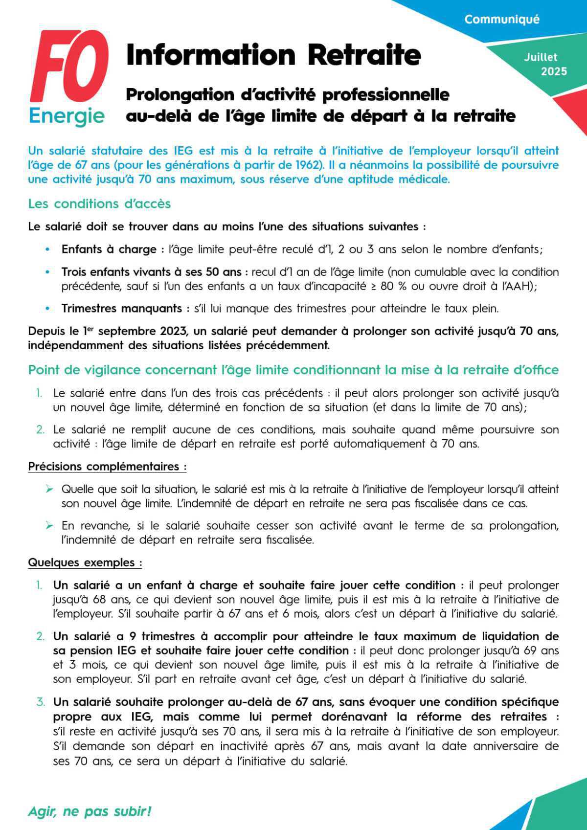 [Information Retraite] Prolongation d’activité professionnelle au-delà de l’âge limite de départ à la retraite