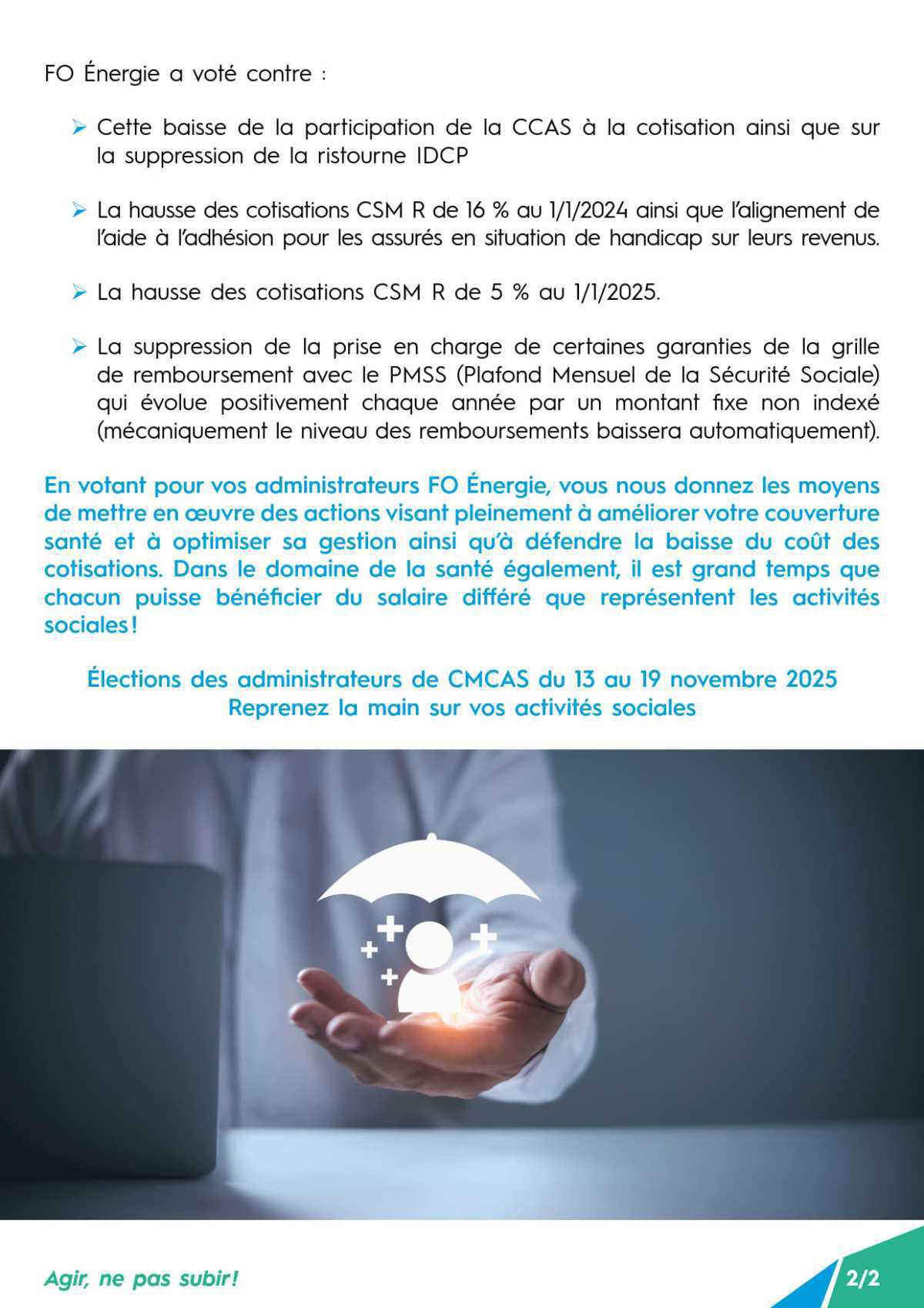 [UFR] Couverture Supplémentaire Maladie Retraités - Une couverture que la CCAS doit arrêter de tirer à elle !