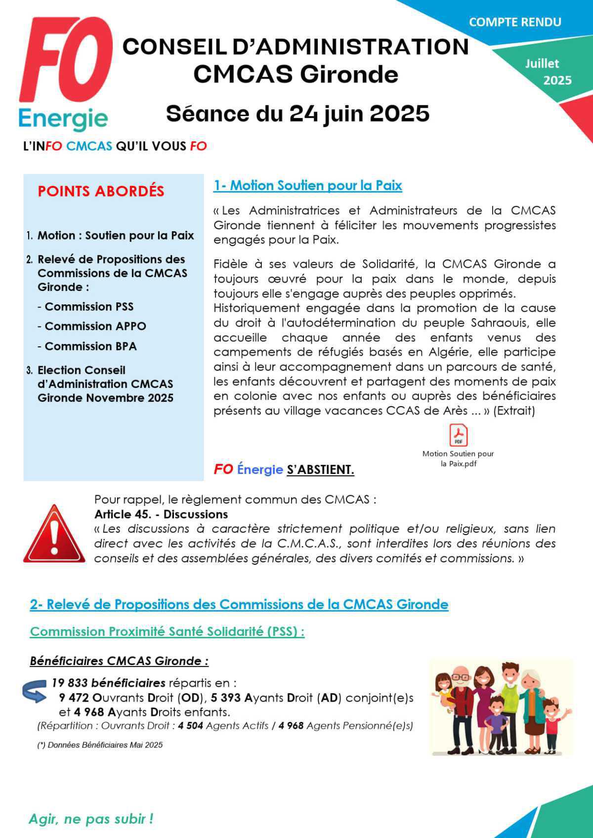 [FO Énergie Gironde] CR CA CMCAS - Séance du 24 juin 2025