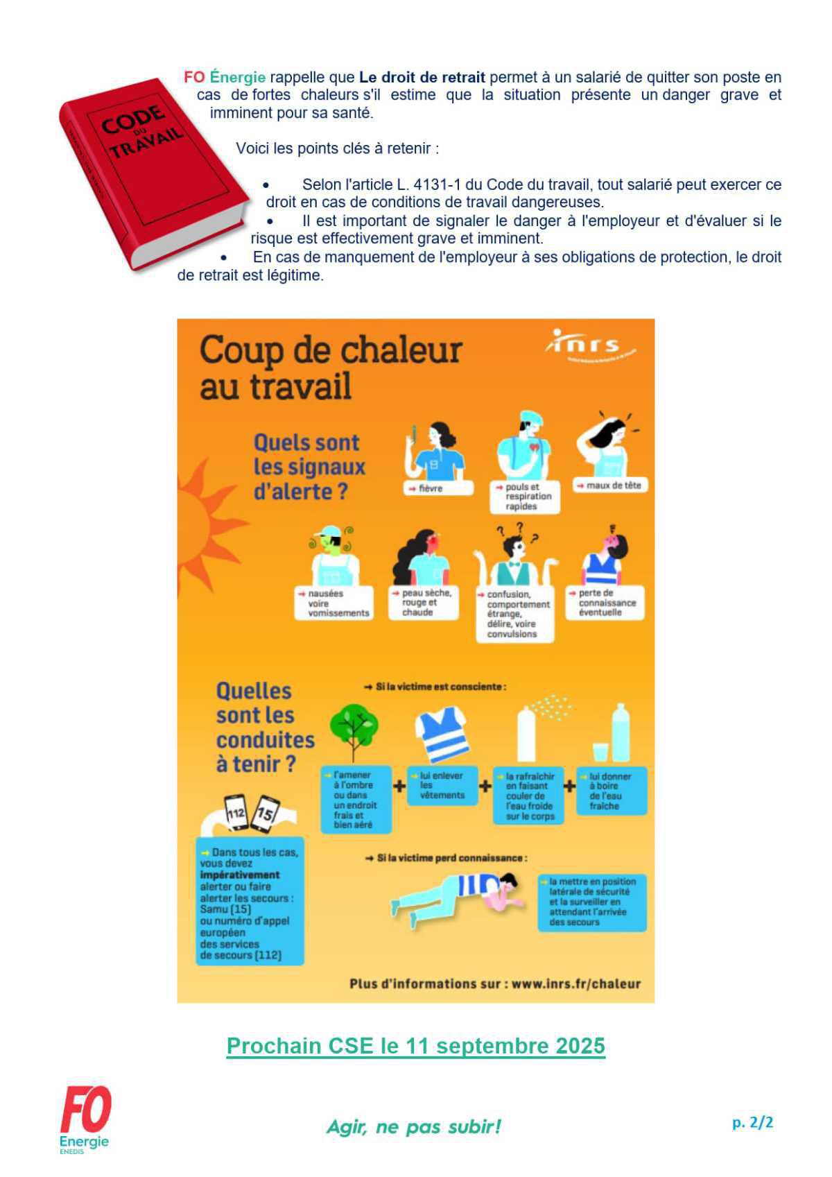 [FO Énergie AQN] Comité Social et Économique Extraordinaire - Réunion du 15 juillet 2025