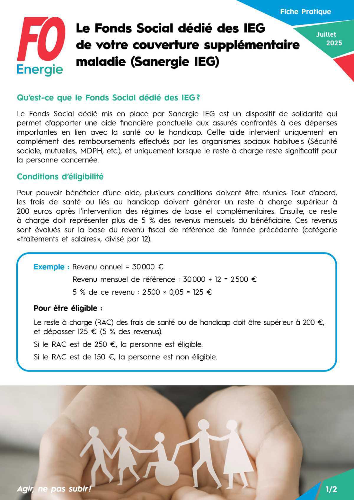 [SANERGI IEG] Le Fonds Social dédié des IEG de votre couverture supplémentaire maladie