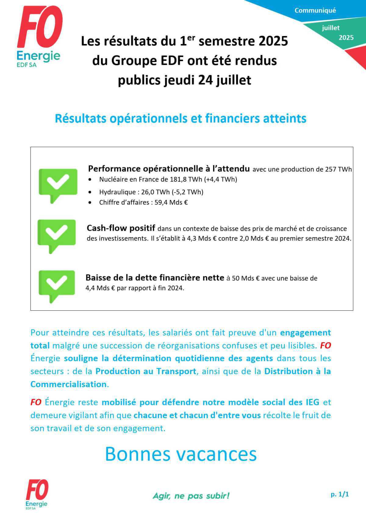 [Groupe EDF] Les résultats du 1er semestre 2025