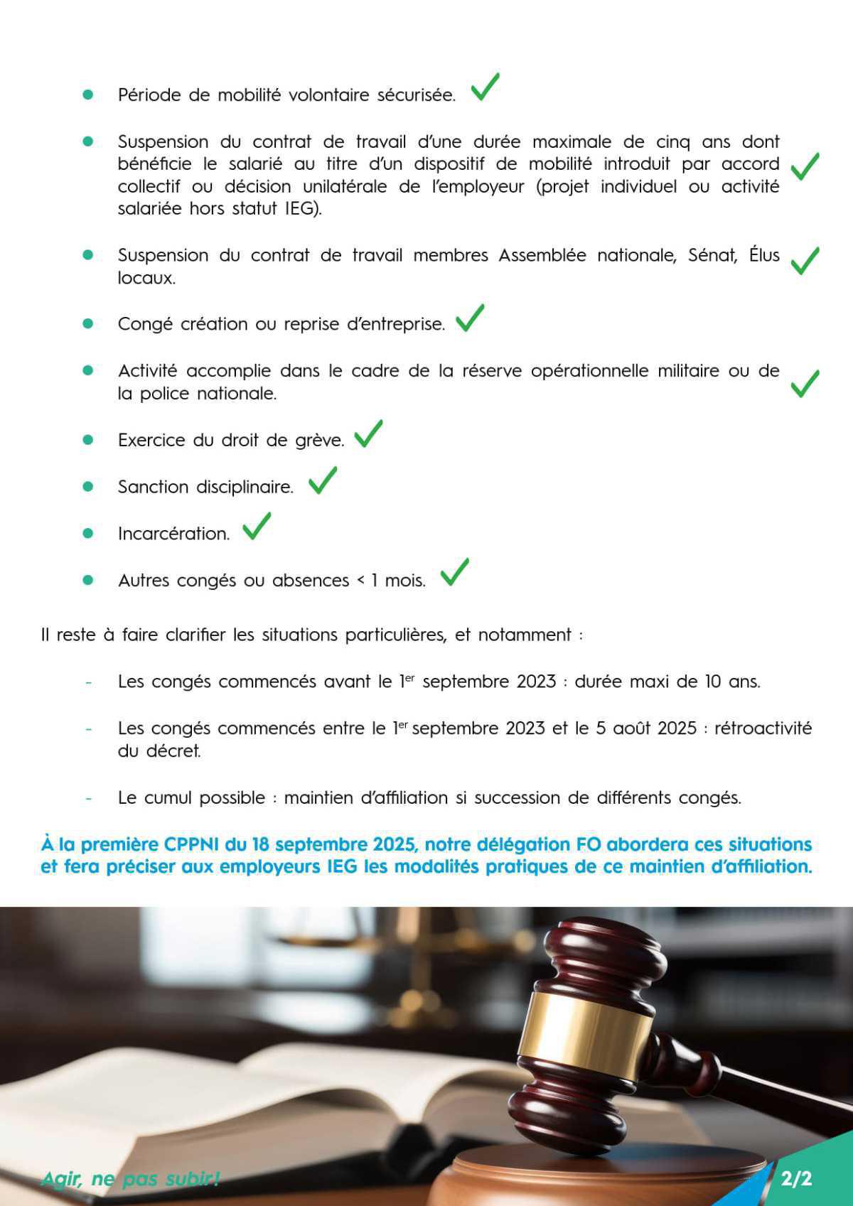 [Maintien de l’affiliation au régime de retraite IEG] Décret du 4 août 2025 - Congés et suspensions du contrat de travail