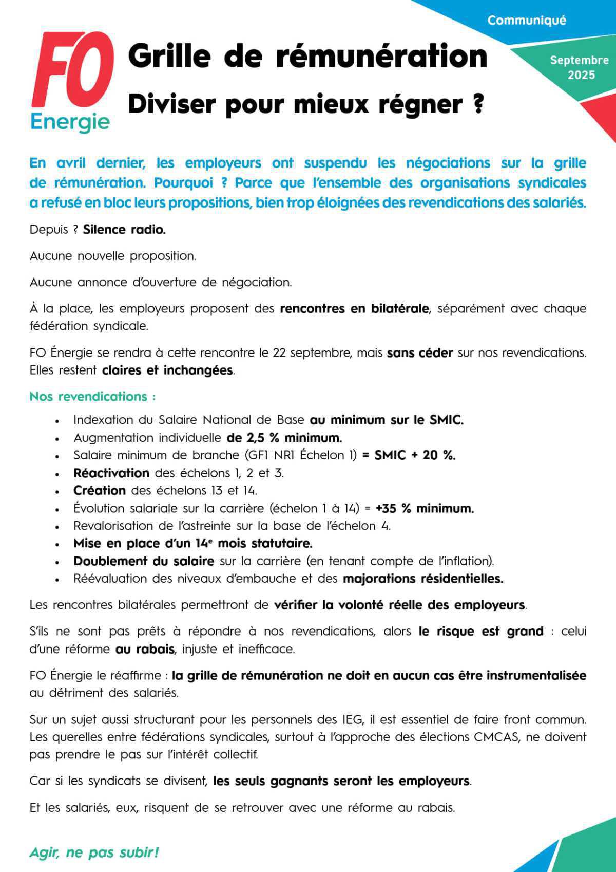 [Grille de rémunération] Diviser pour mieux régner ?
