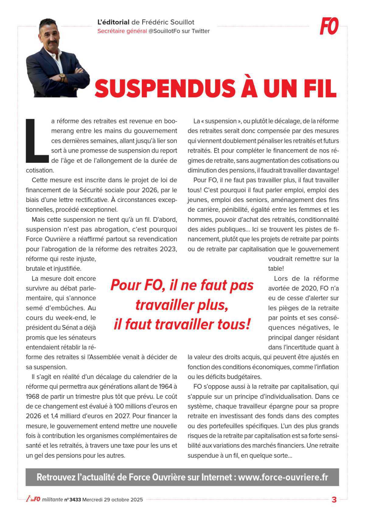 L’édito de Frédéric Souillot - Suspendus à un fil