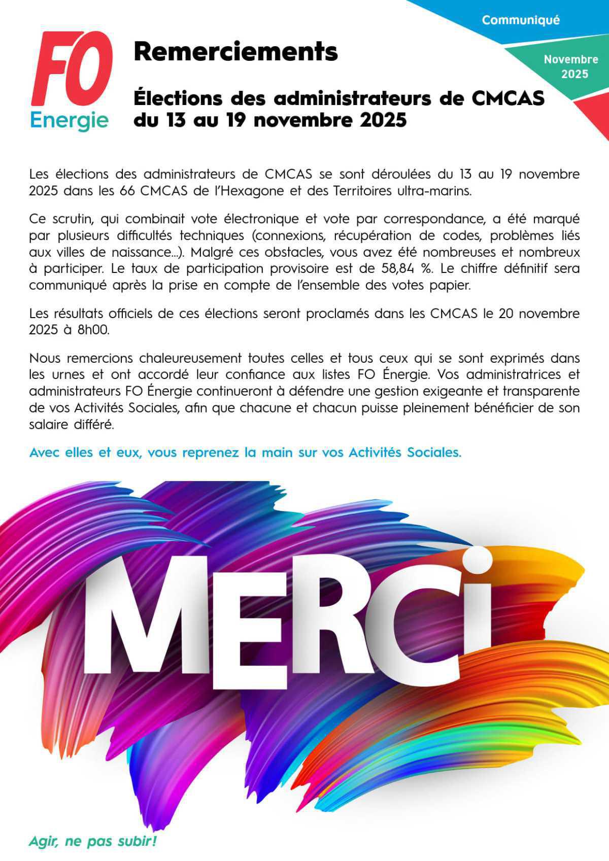 [Élections CMCAS 2025] Merci de votre participation