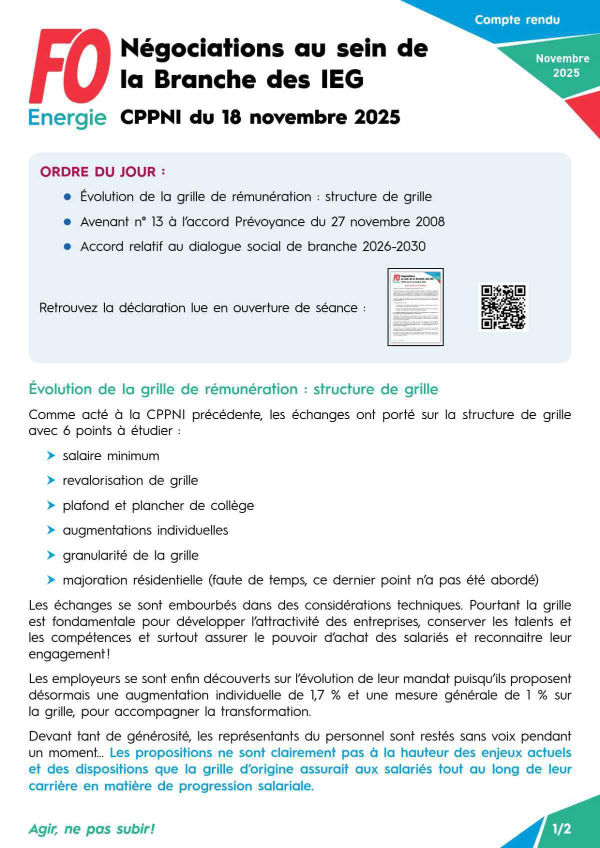 CPPNI Branche des IEG - Séance du 18 novembre 2025