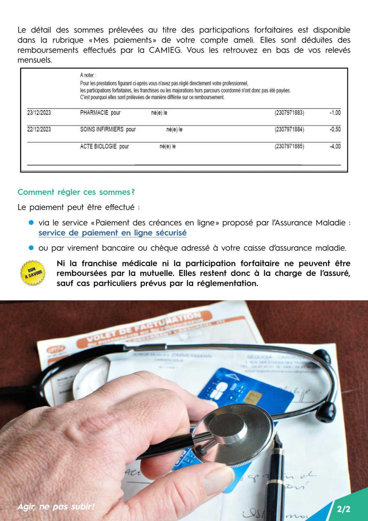 Franchises médicales et participations forfaitaires - Comment les payer ?