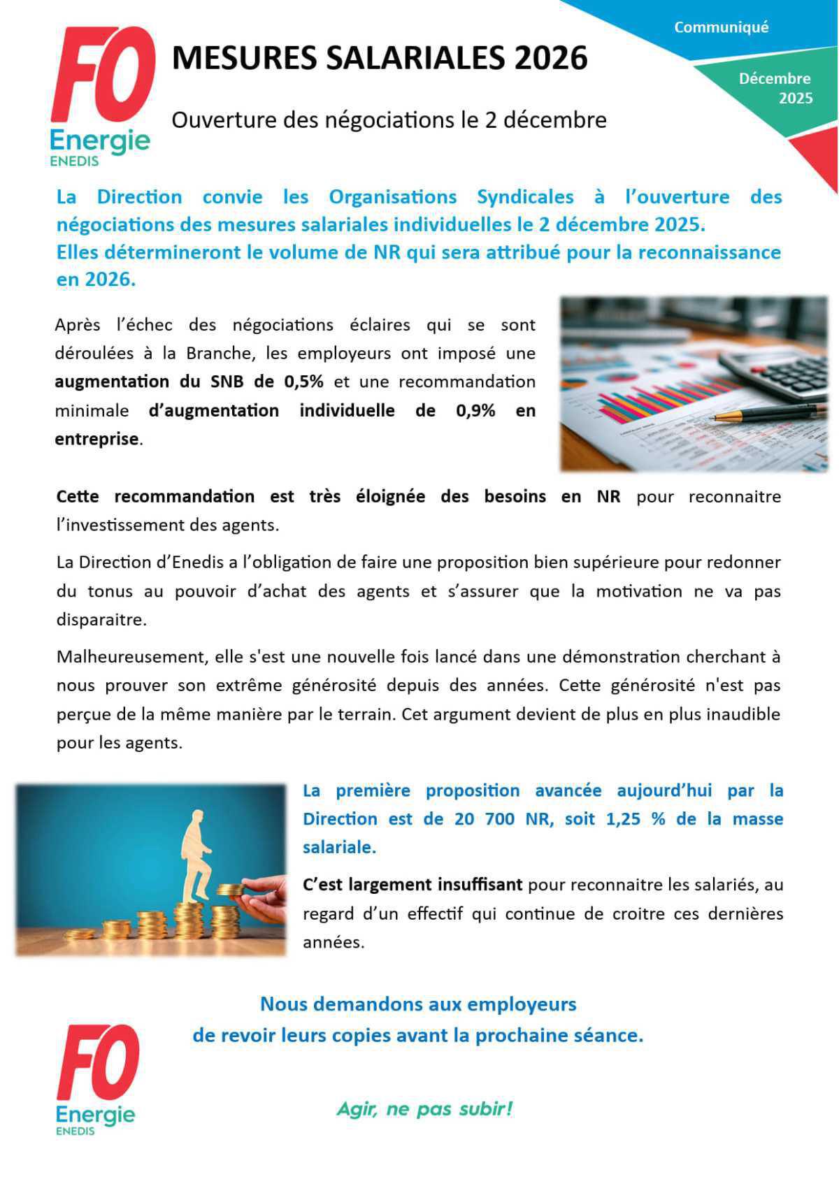 [Enedis] Mesures salariales 2026 - Ouverture des négociations le 2 décembre