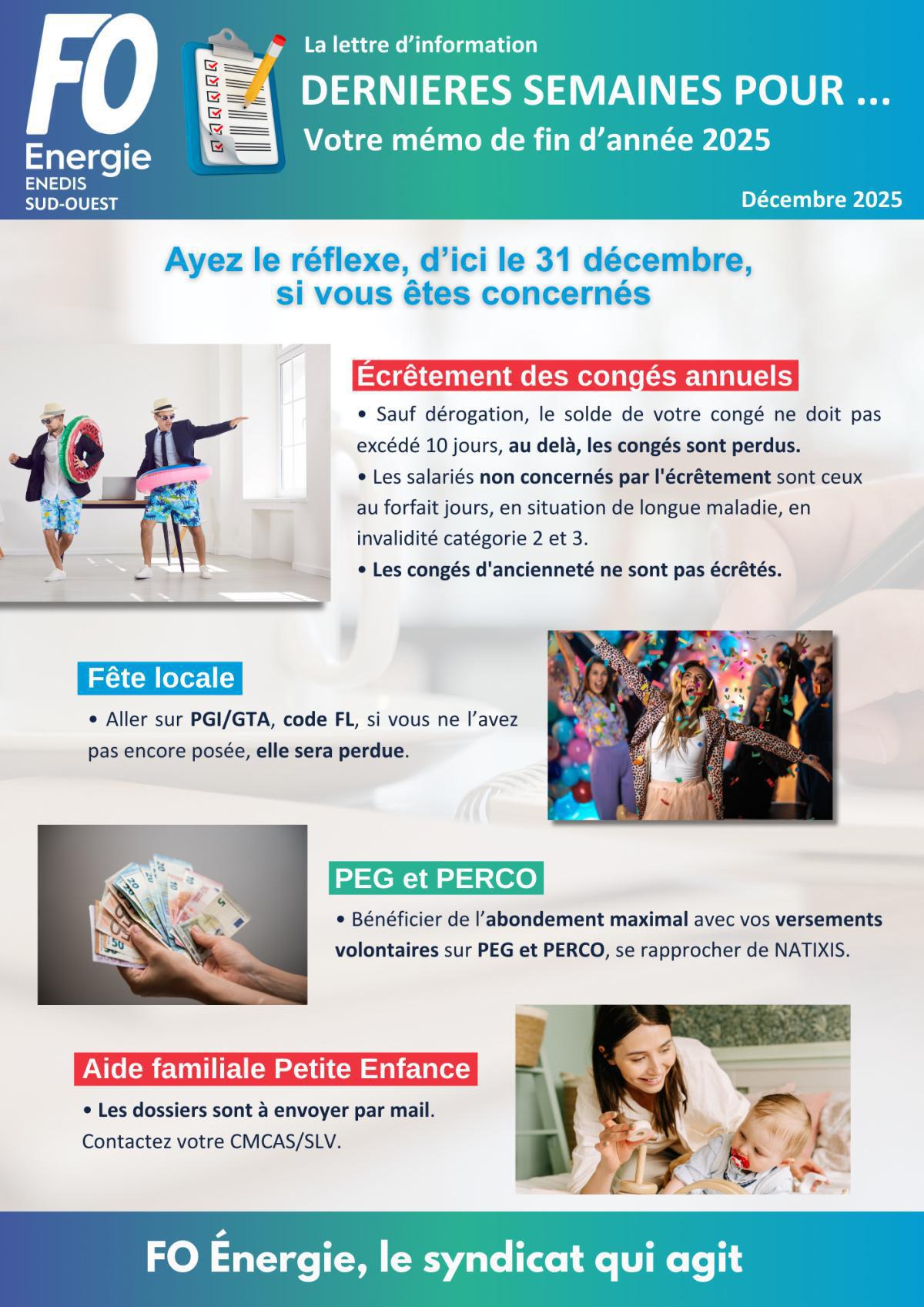 [FO Énergie Sud-Ouest] Votre Mémo de fin d'année 2025