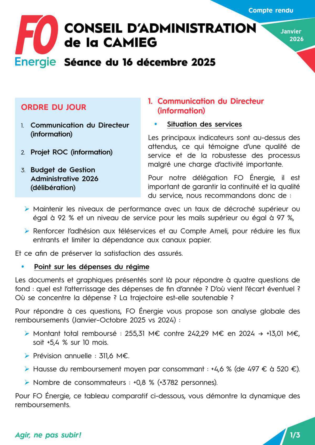 [CAMIEG] CR du conseil d’Administration du 16 décembre 2025