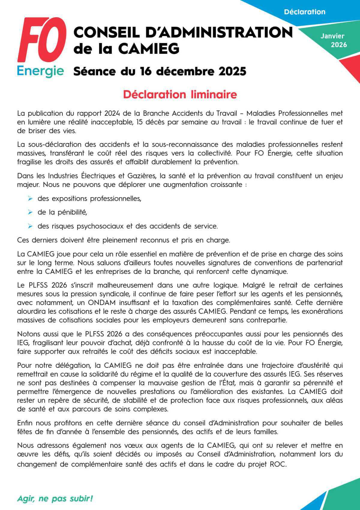 [CAMIEG] CR du conseil d’Administration du 16 décembre 2025