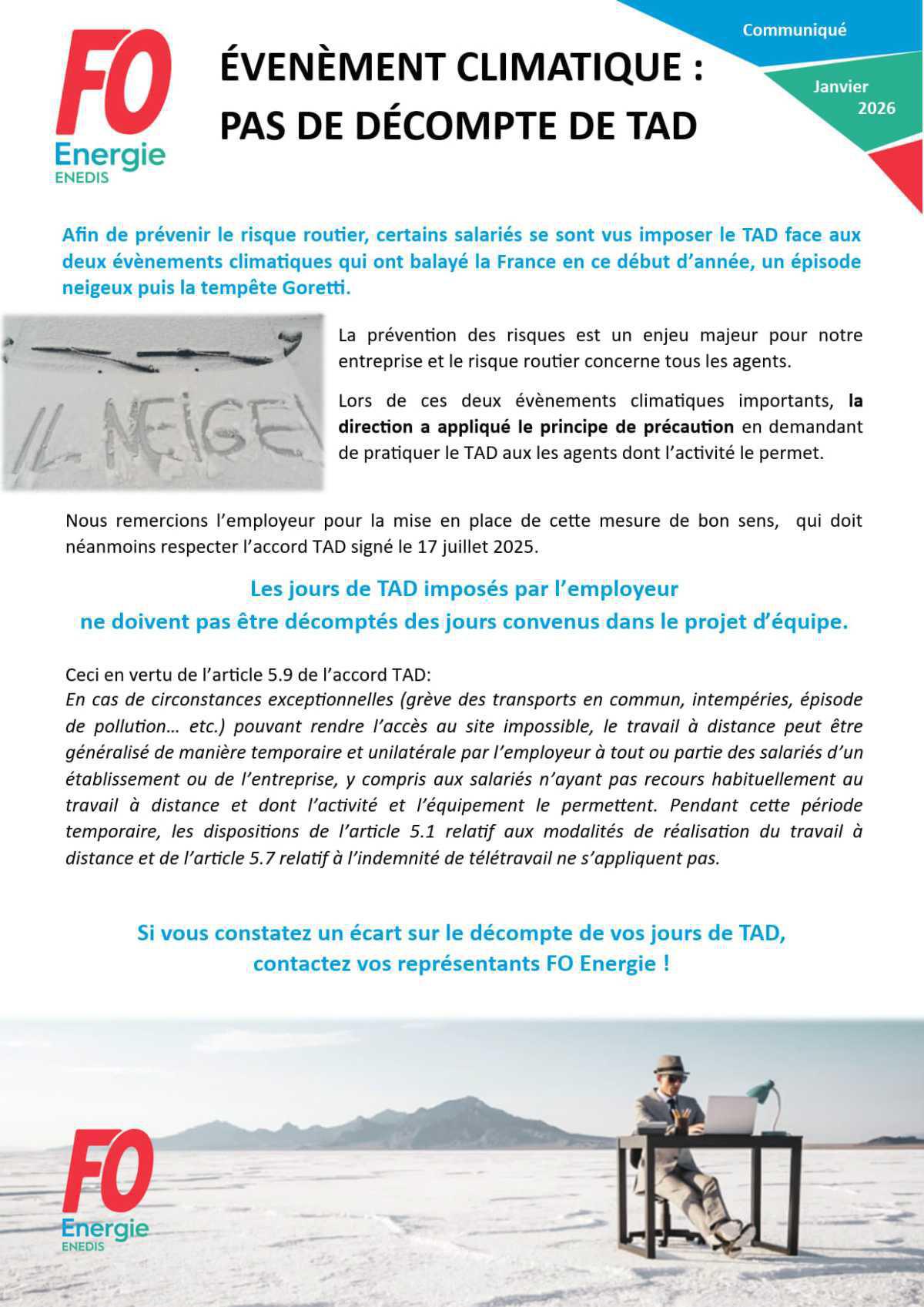 [Enedis] Evènement climatique : pas de décompte de TAD