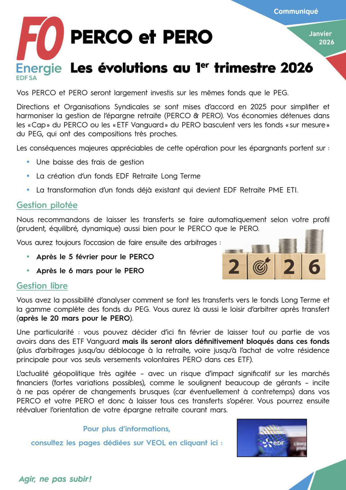 [EDF SA] PERCO et PERO – Les évolutions au 1er trimestre 2026