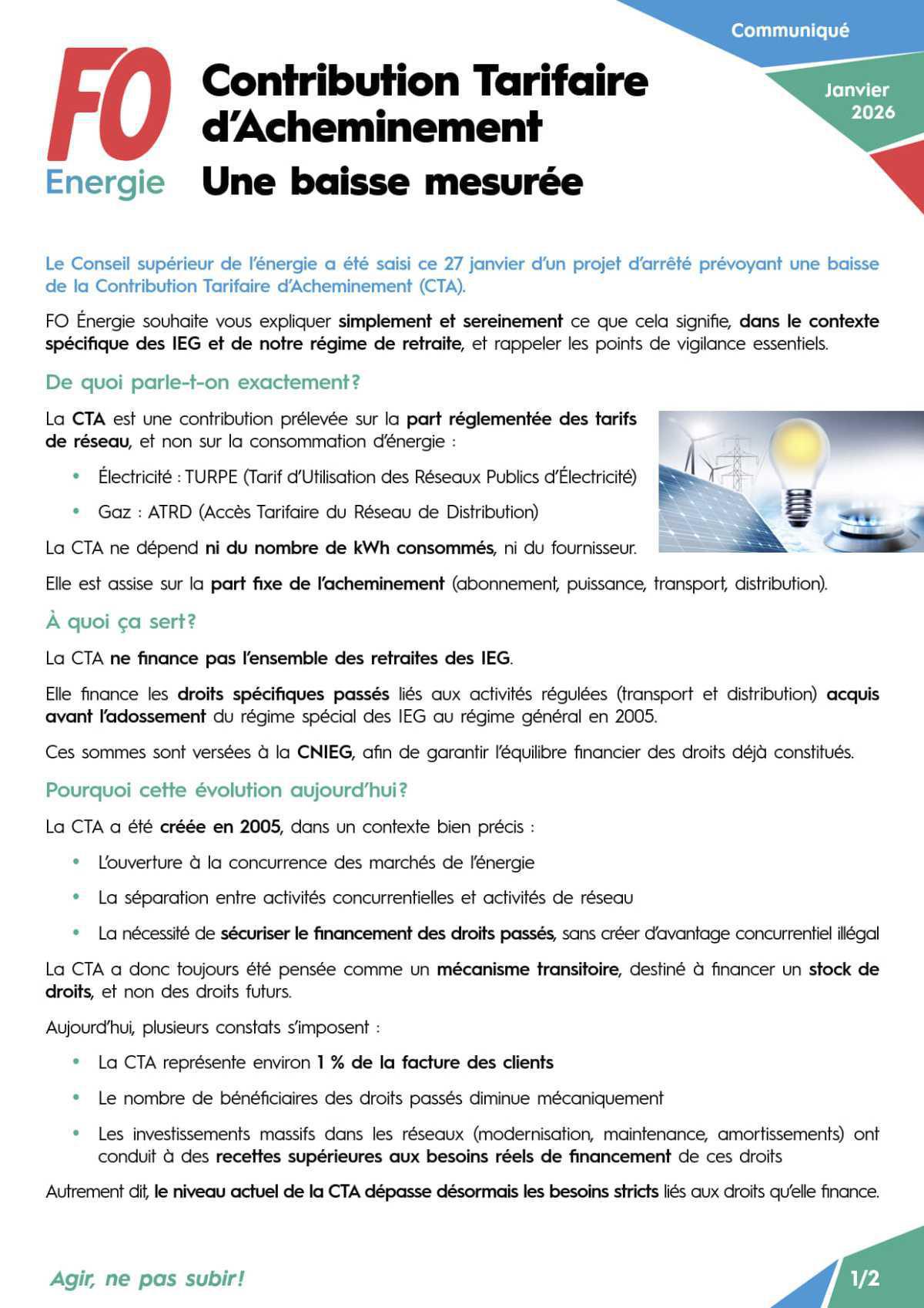 Contribution Tarifaire d’Acheminement - Une baisse mesurée