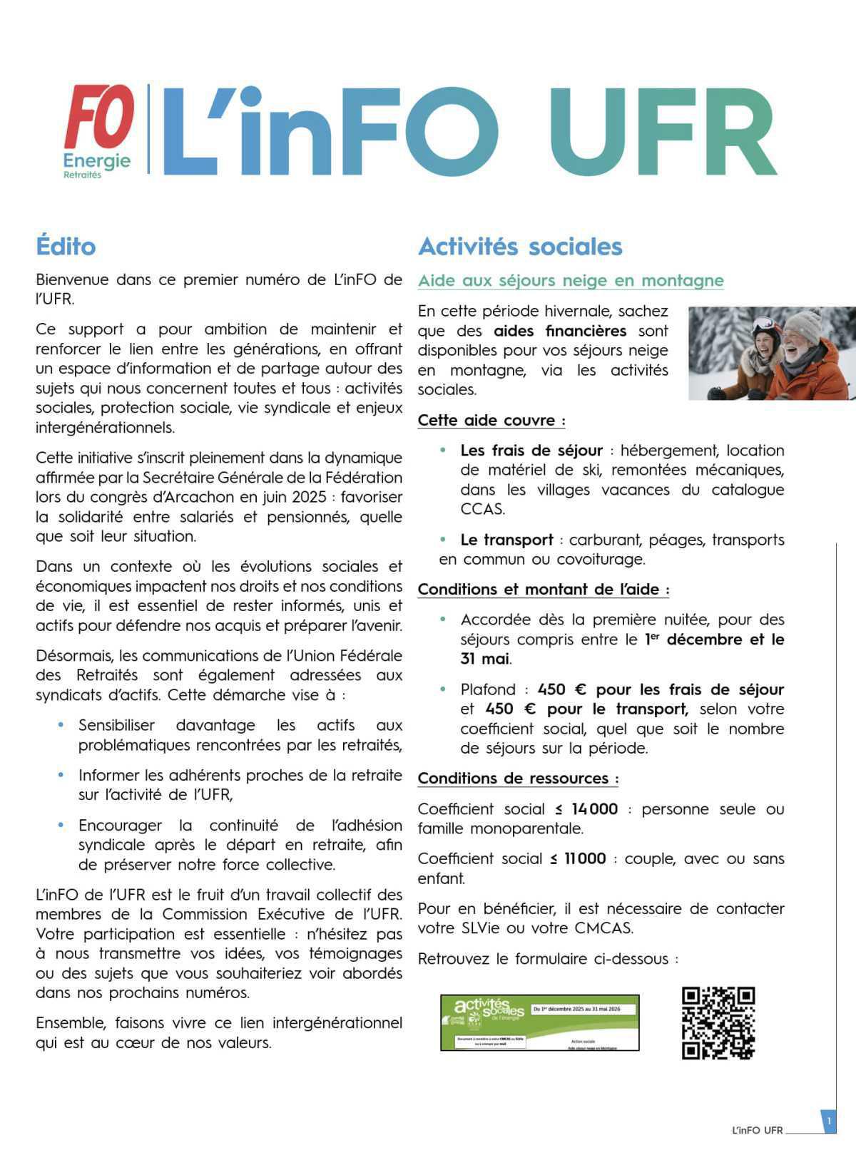 [UFR] 1er numéro de la lettre d'information pour les pensionnés