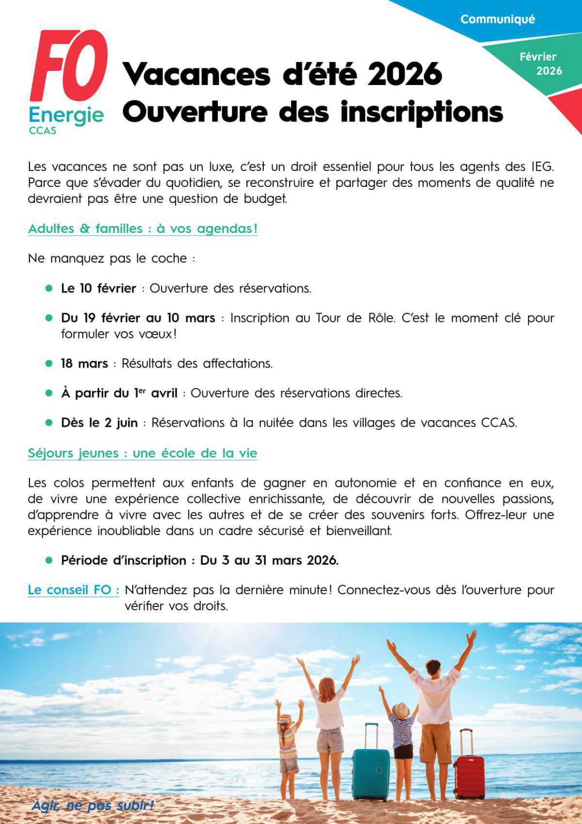 [CCAS] Vacances d’été 2026 - Ouverture des inscriptions