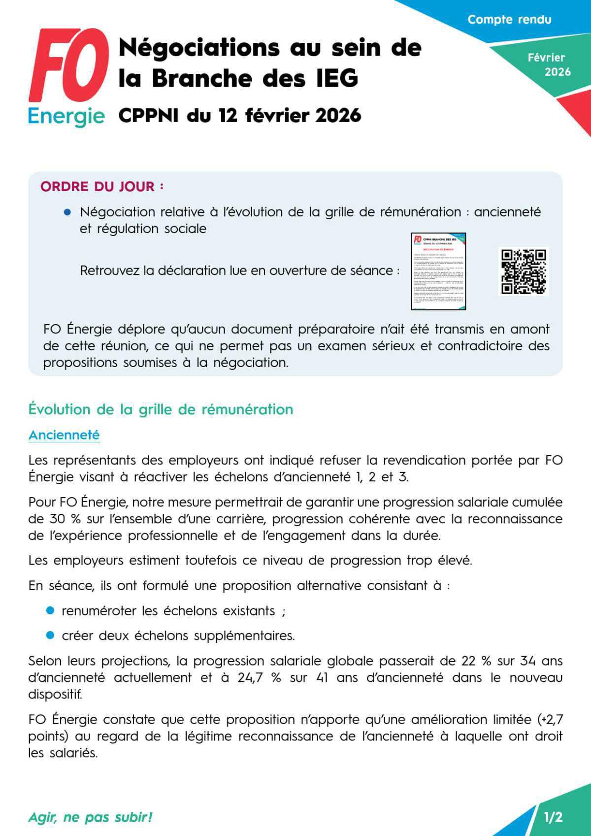 CPPNI Branche des IEG - Séance du 12 février 2026