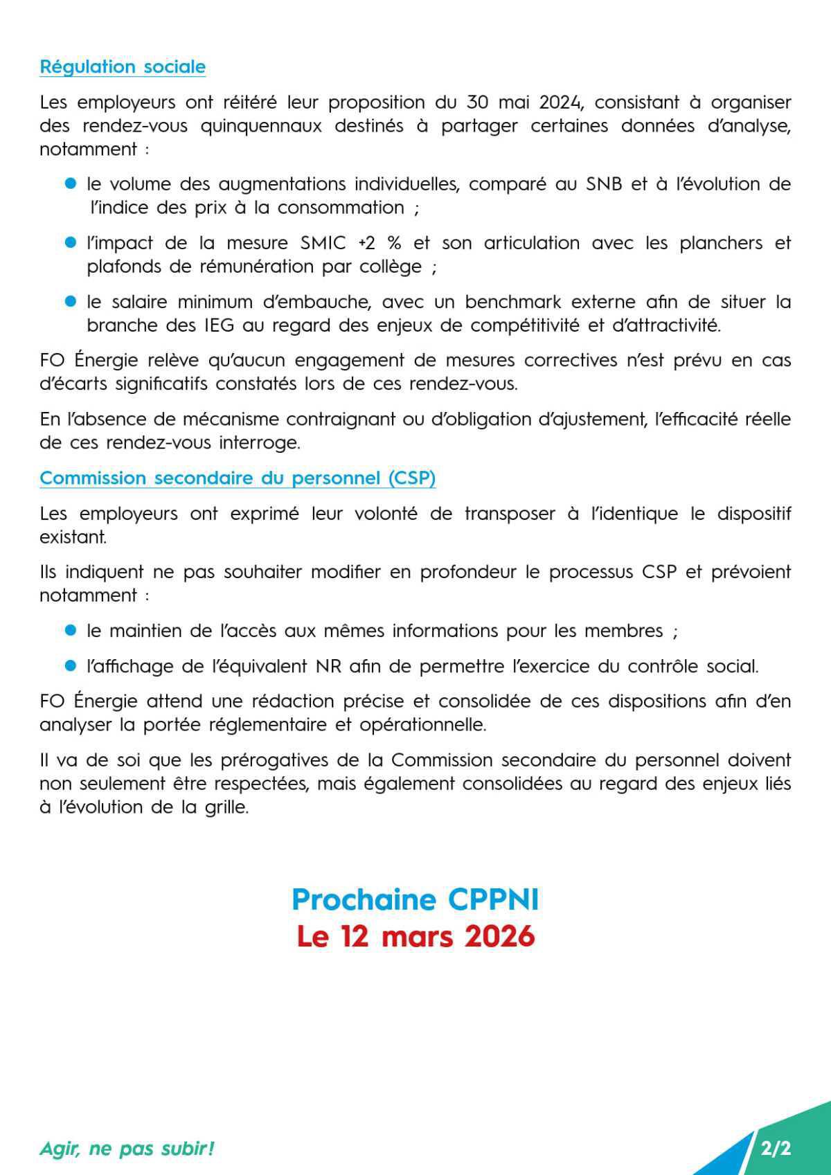 CPPNI Branche des IEG - Séance du 12 février 2026