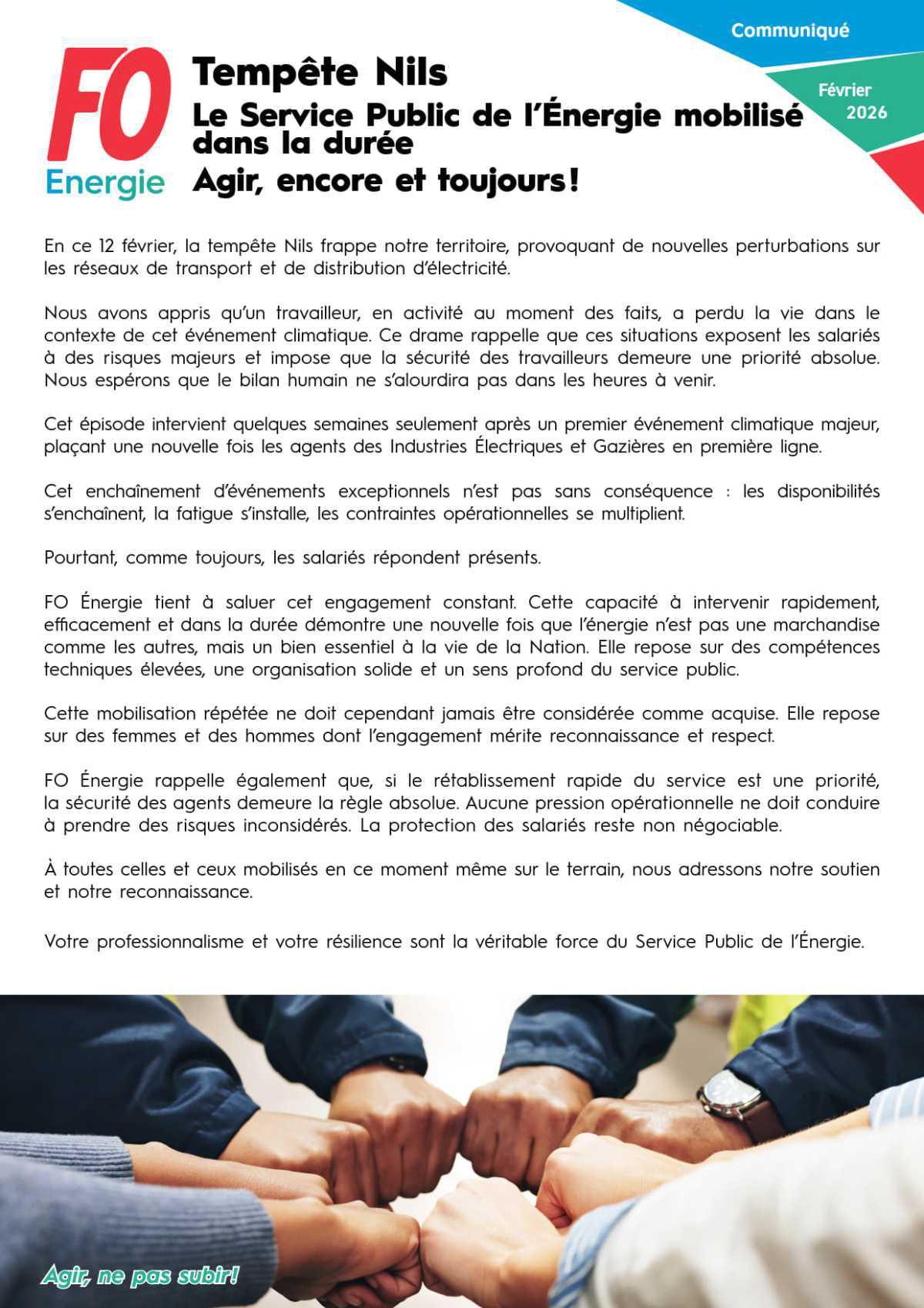 [Tempête Nils] Le Service Public de l’Énergie mobilisé dans la durée