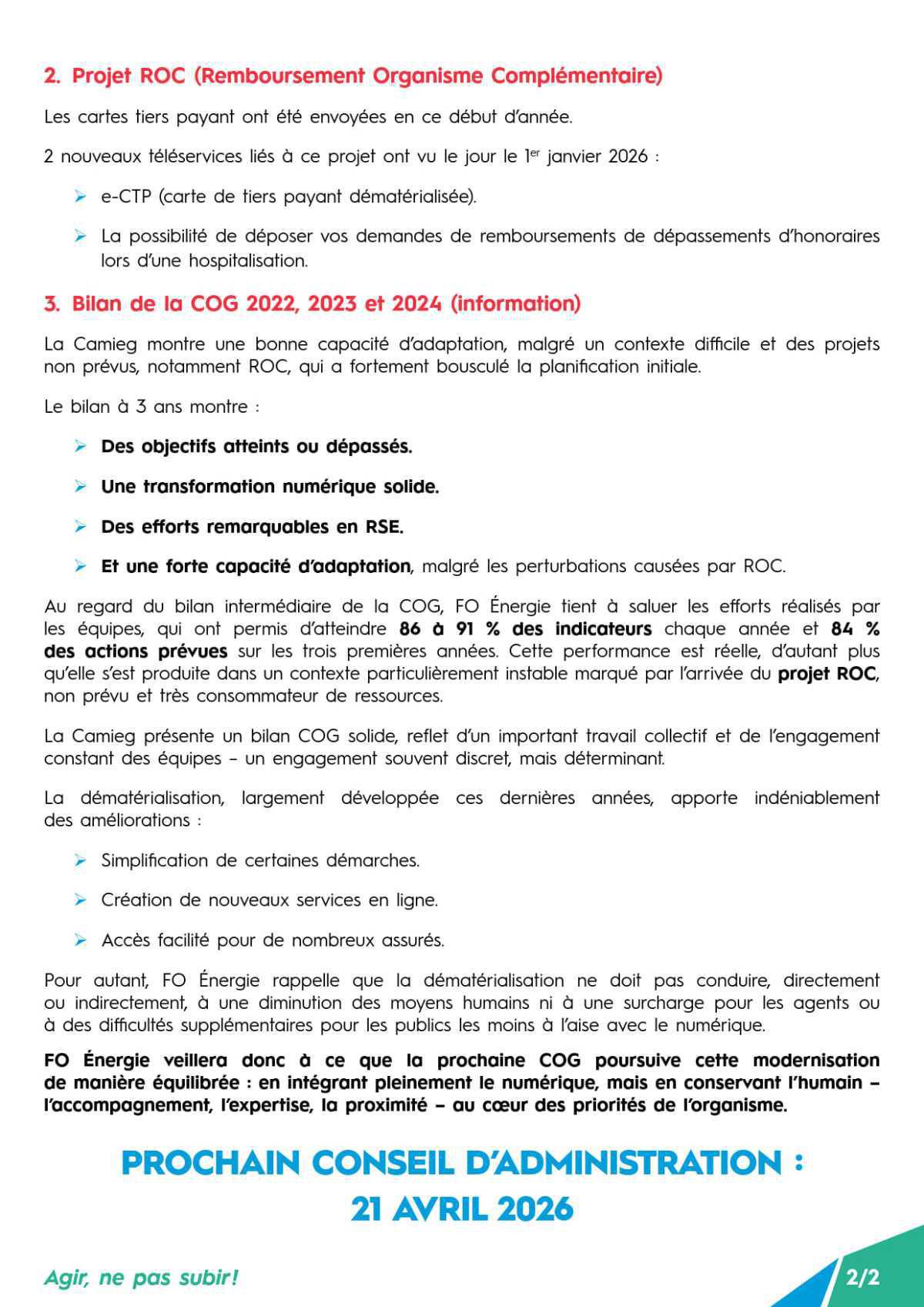 [CAMIEG] CR du conseil d’Administration du 10 février 2026