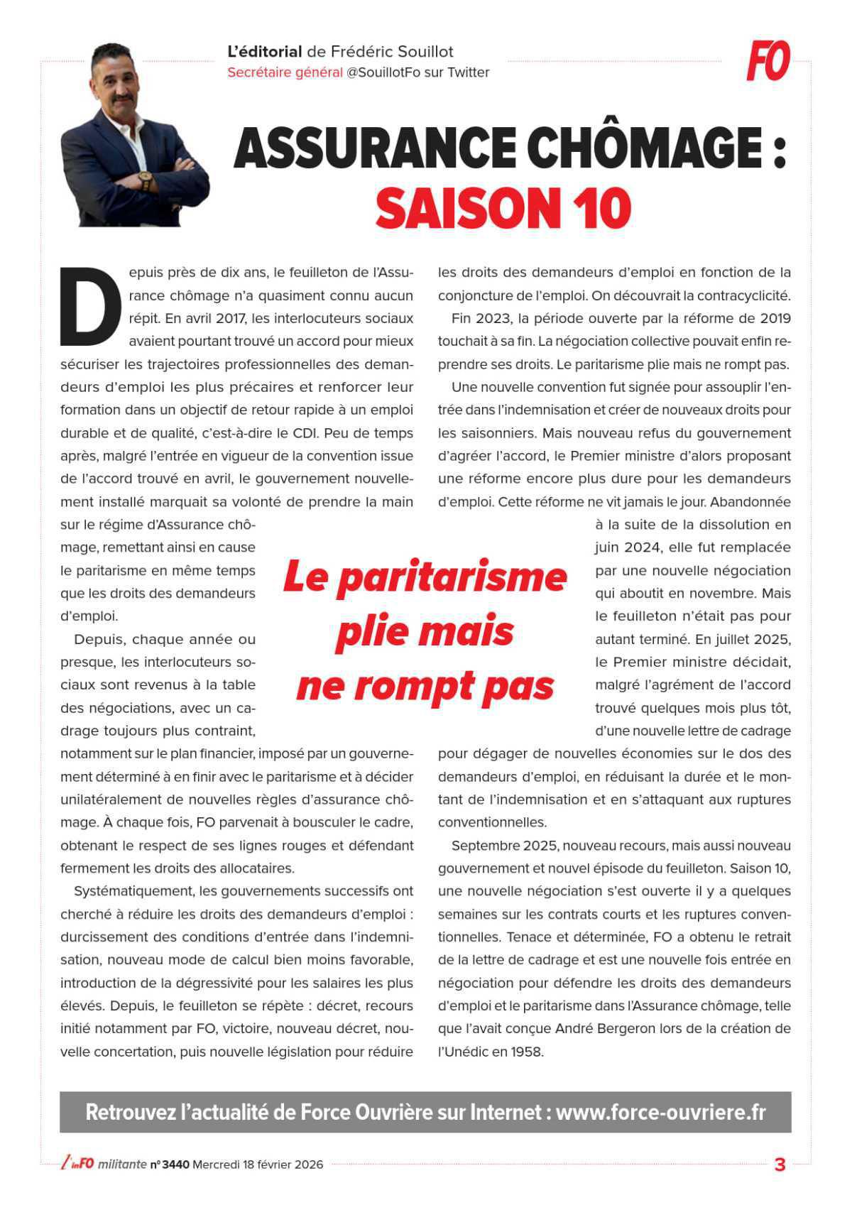 L’édito de Frédéric Souillot – Assurance chômage : saison 10