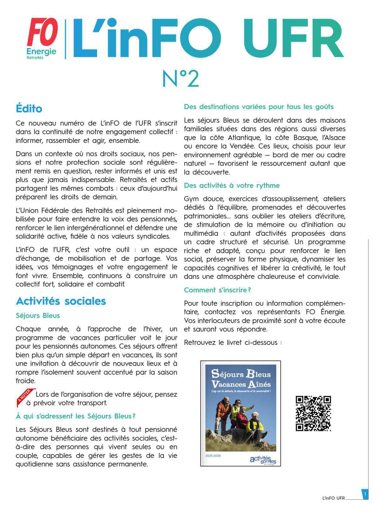 [UFR] 2ème numéro de la lettre d'information pour les pensionnés