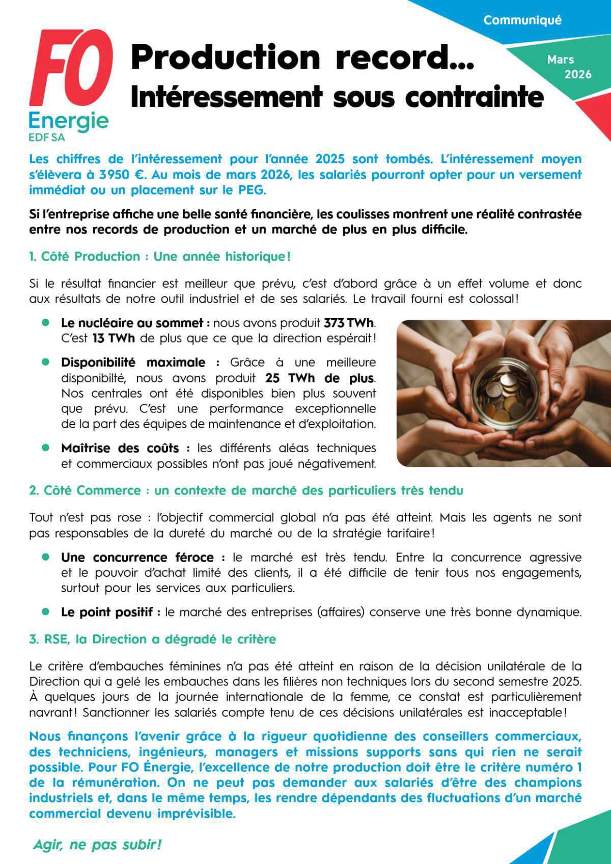 [EDF SA] Production record… Intéressement sous contrainte