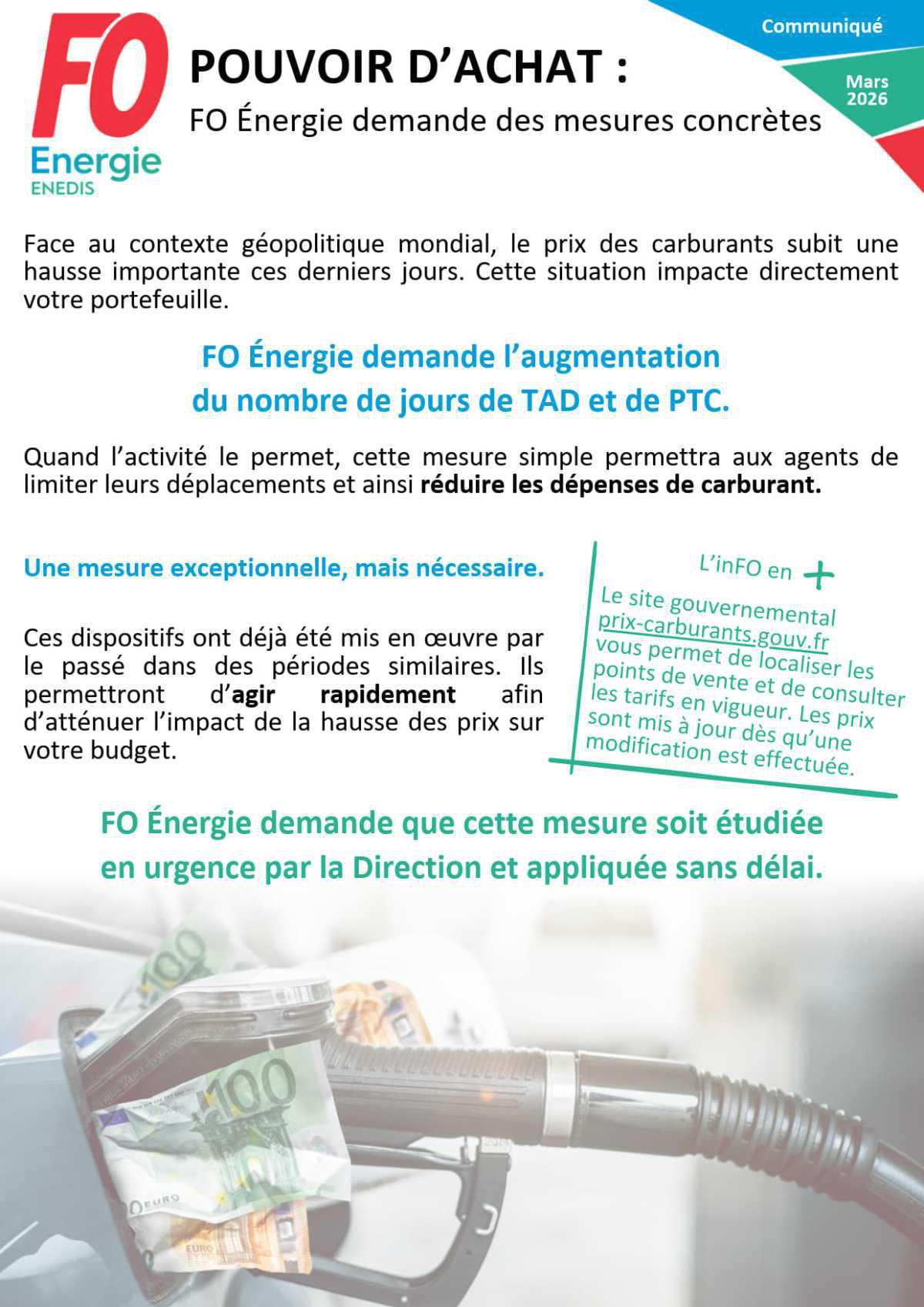 [Enedis] Pouvoir d’achat : FO Énergie demande des mesures concrètes