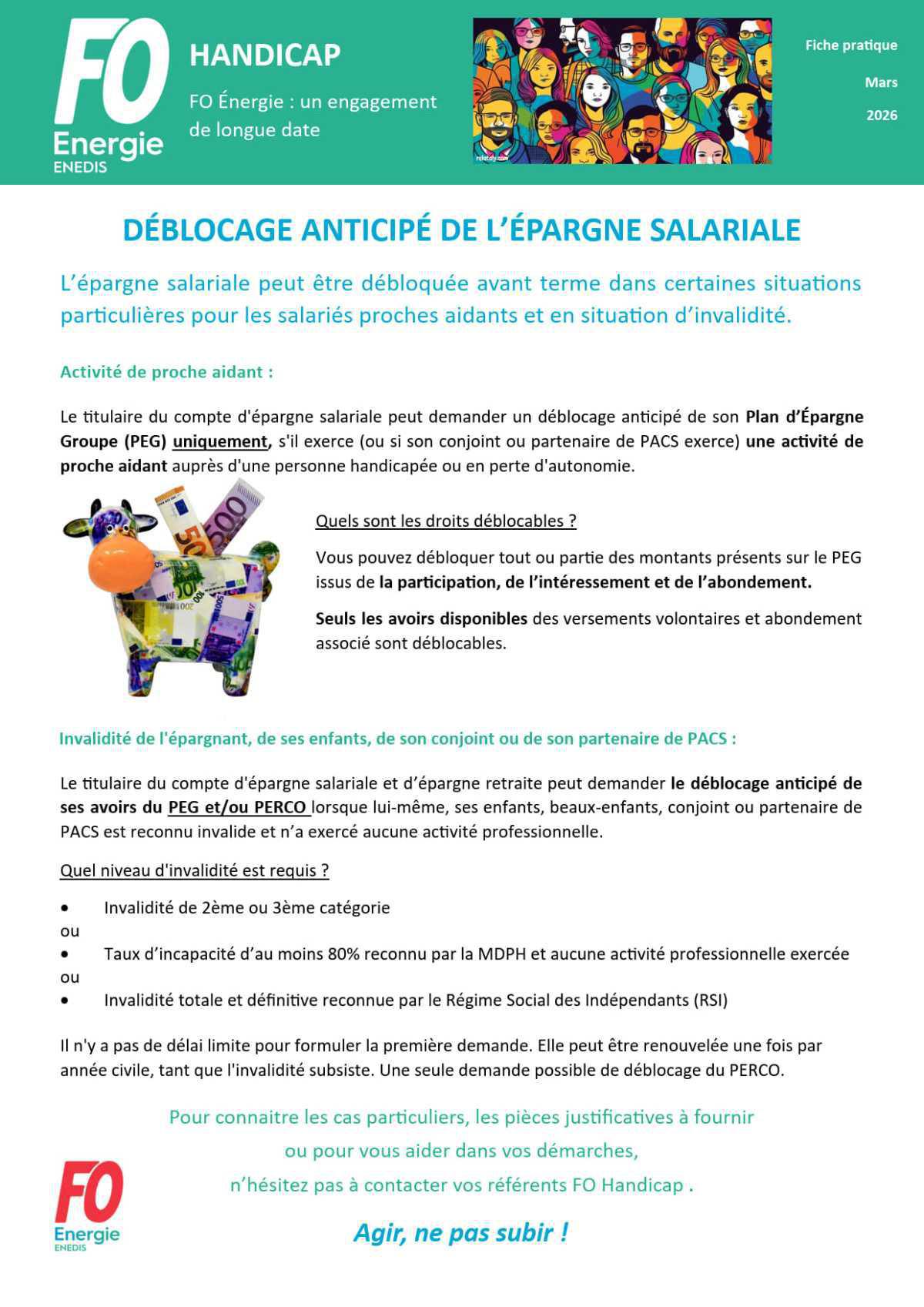 [Enedis] Handicap – Déblocage anticipé de l’épargne salariale