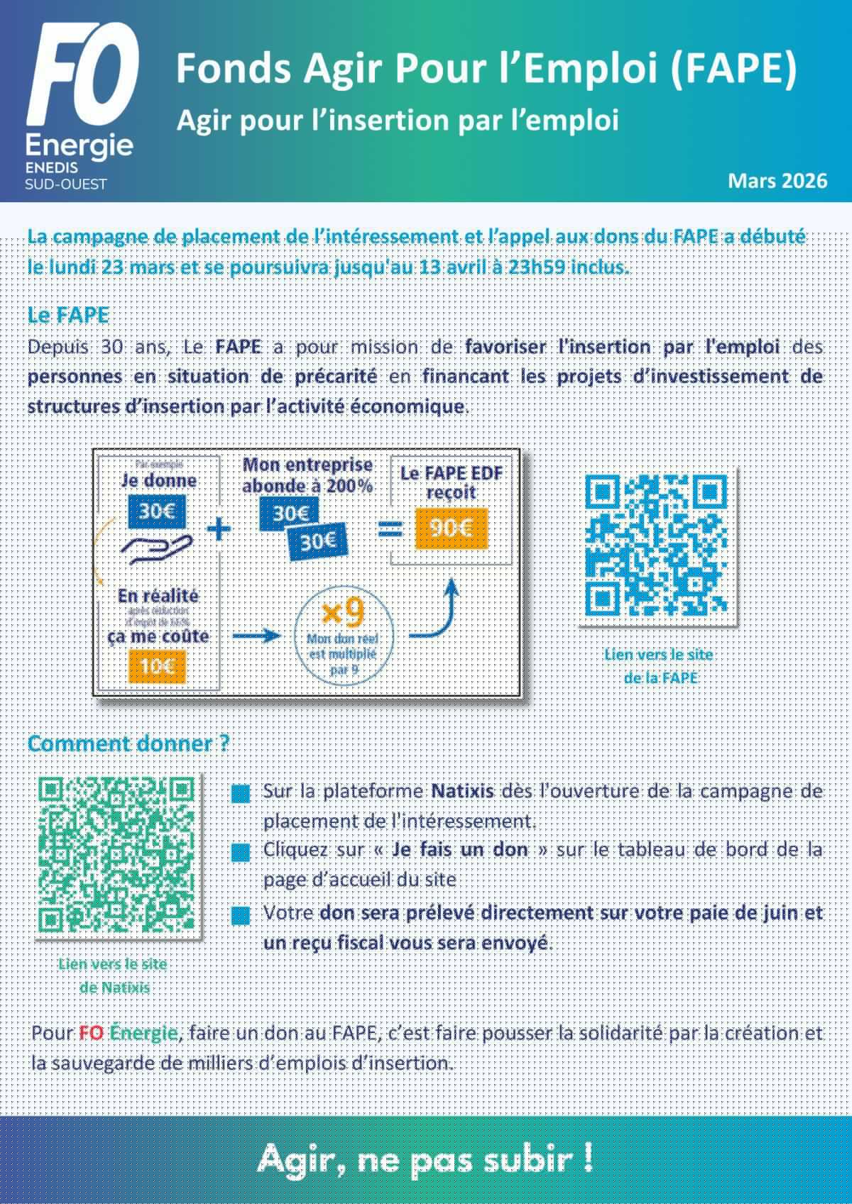  Fonds Agir Pour l’Emploi (FAPE) - Agir pour l’insertion par l’emploi