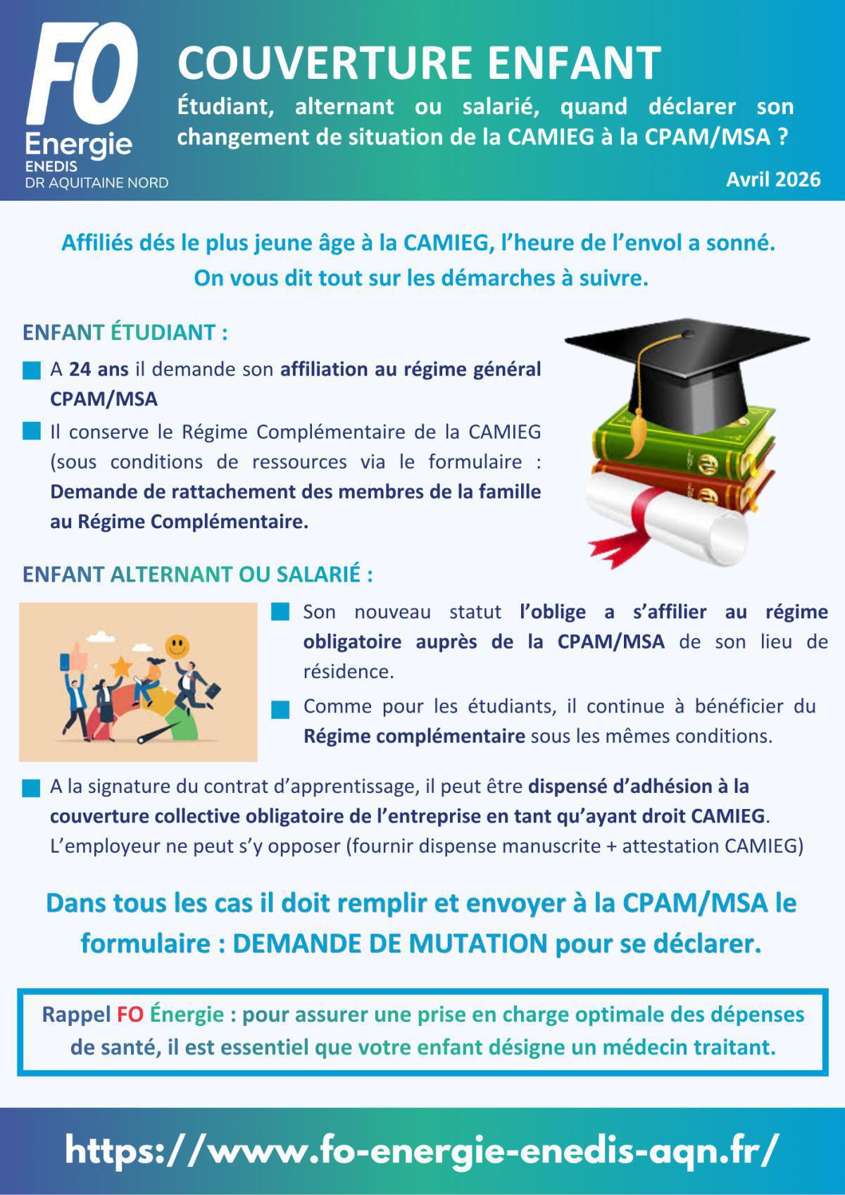 Couverture enfant - Étudiant, alternant ou salarié, quand déclarer son changement de situation de la CAMIEG à la CPAM/MSA ?