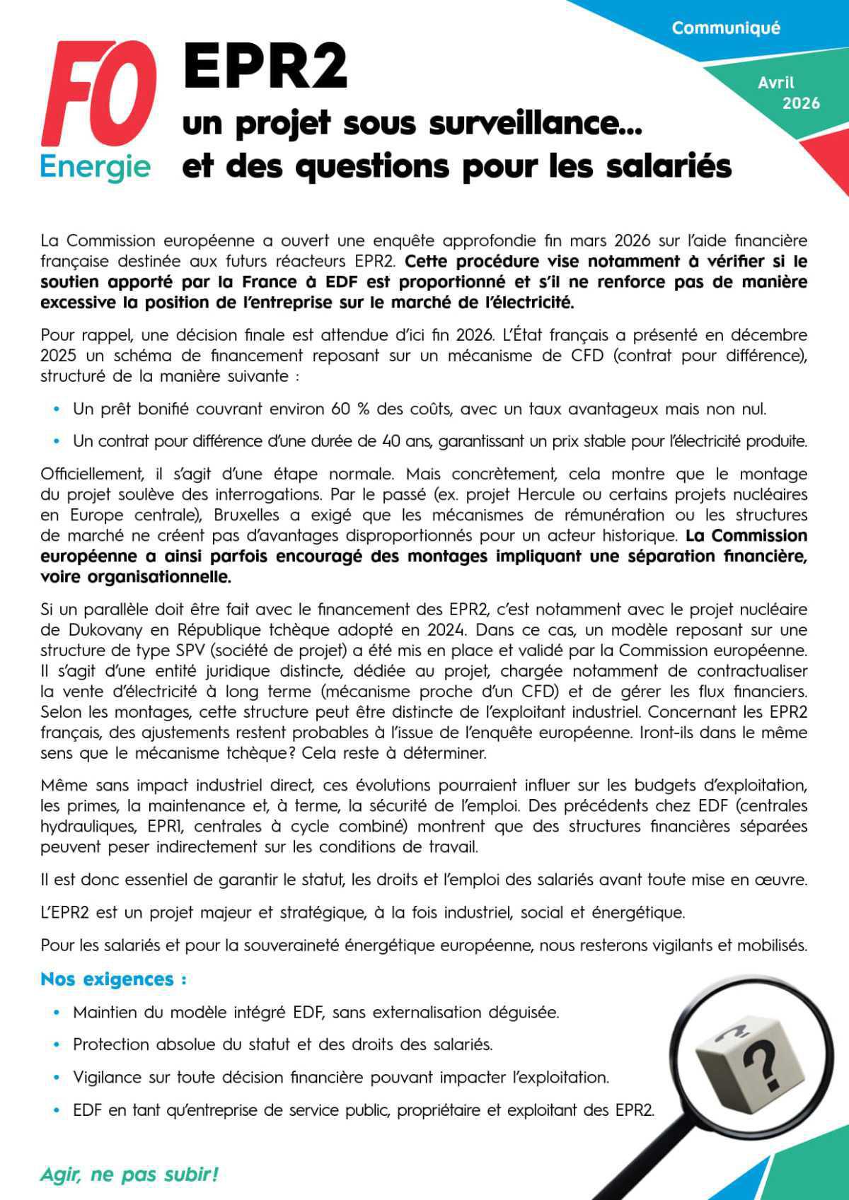 EPR2 : Un projet sous surveillance… et des questions pour les salariés
