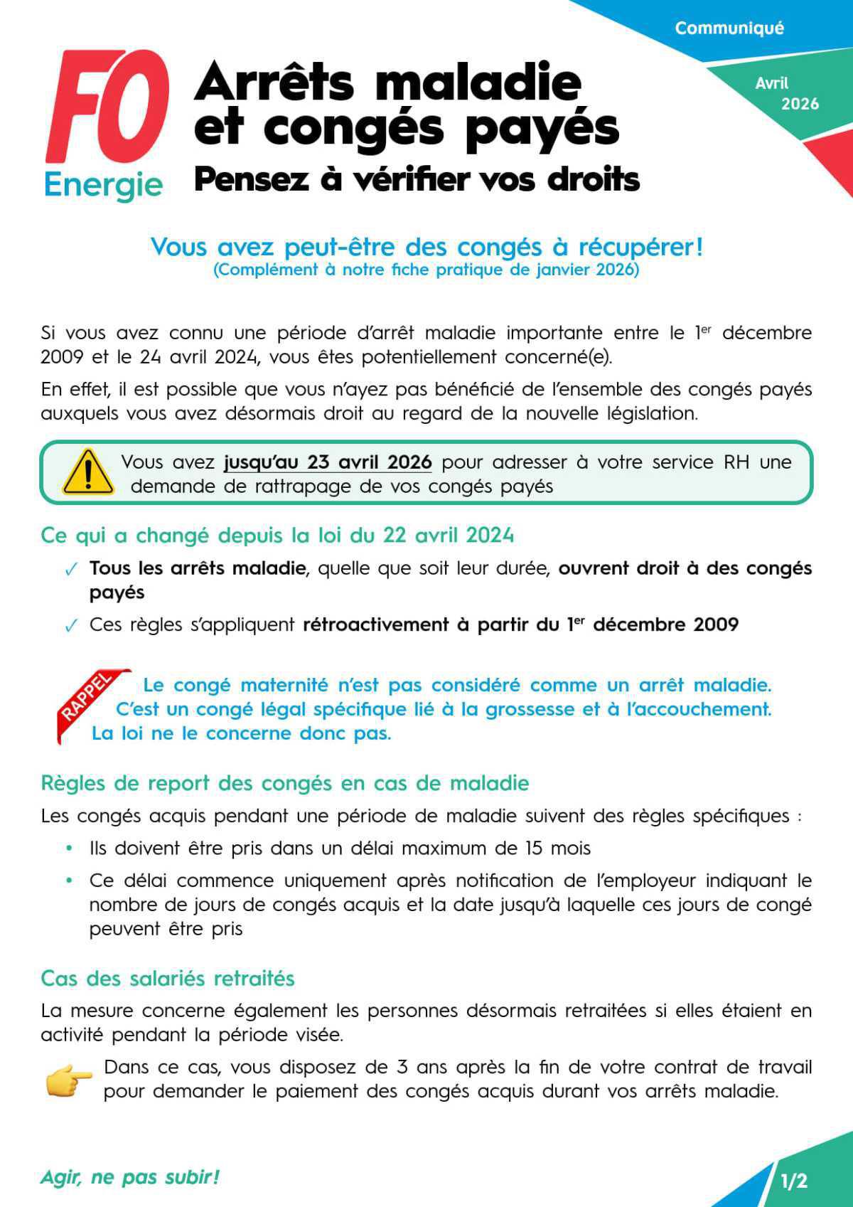 Arrêts maladie et congés payés pensez à vérifier vos droits