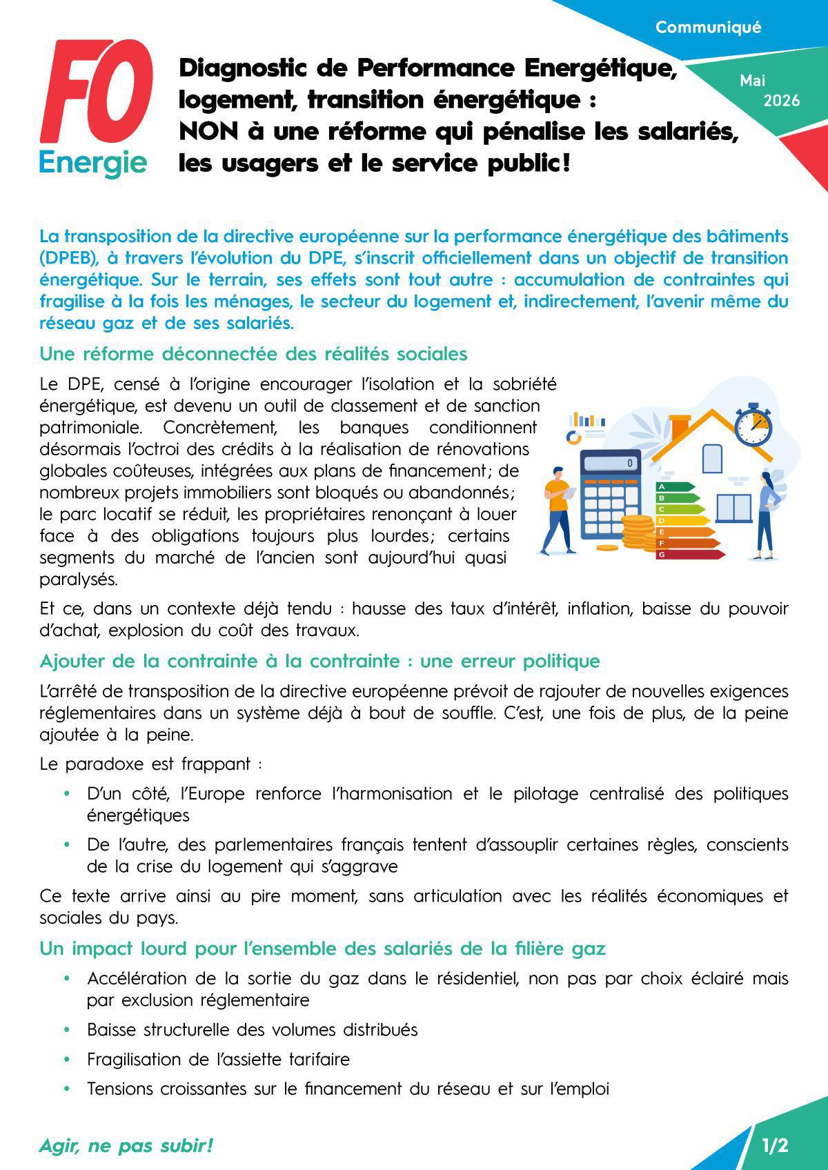 Diagnostic de Performance Energétique, logement, transition énergétique : NON à une réforme qui pénalise les salariés, les usagers et le service public ! Diagnostic de Performance Energétique, logement, transition énergétique : NON à une réforme qui pénalise les salariés, les usagers et le service public !