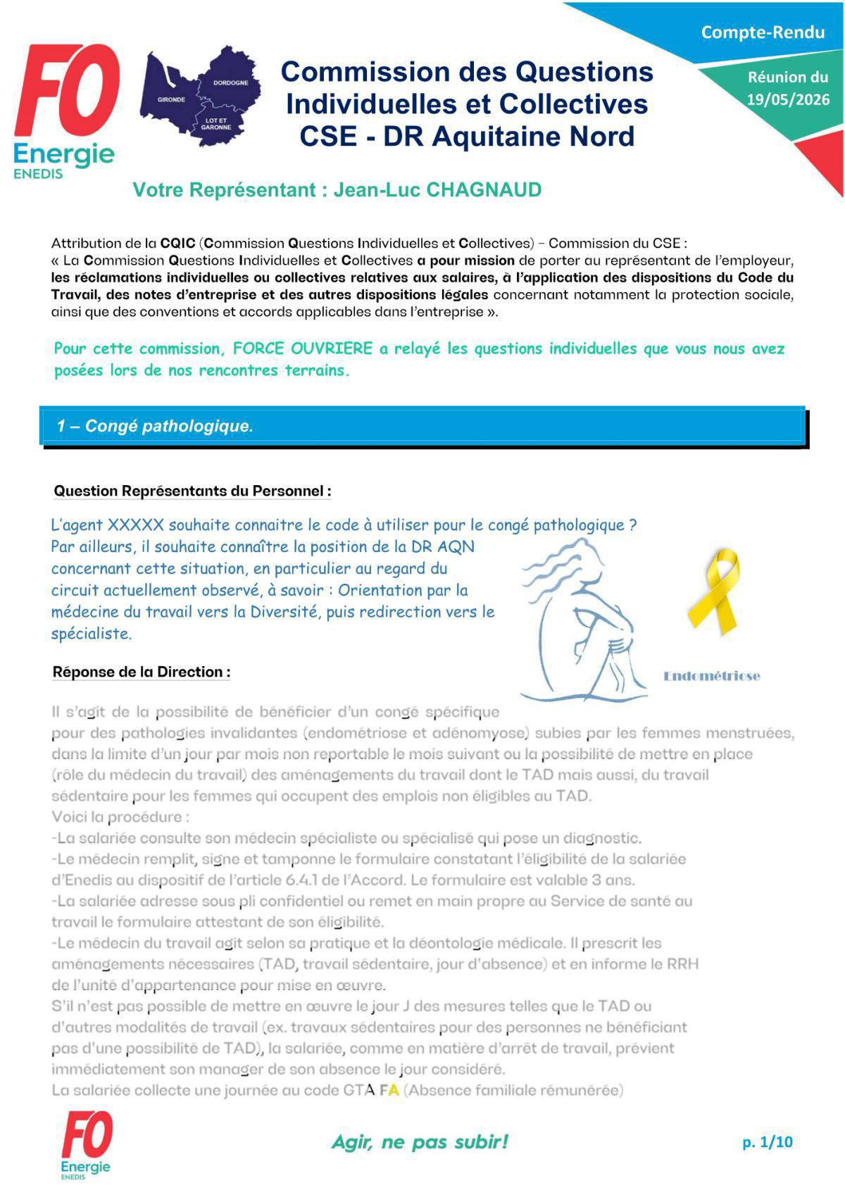CQIC - Commission Questions Individuelles et collectives du 19 Mai 2026