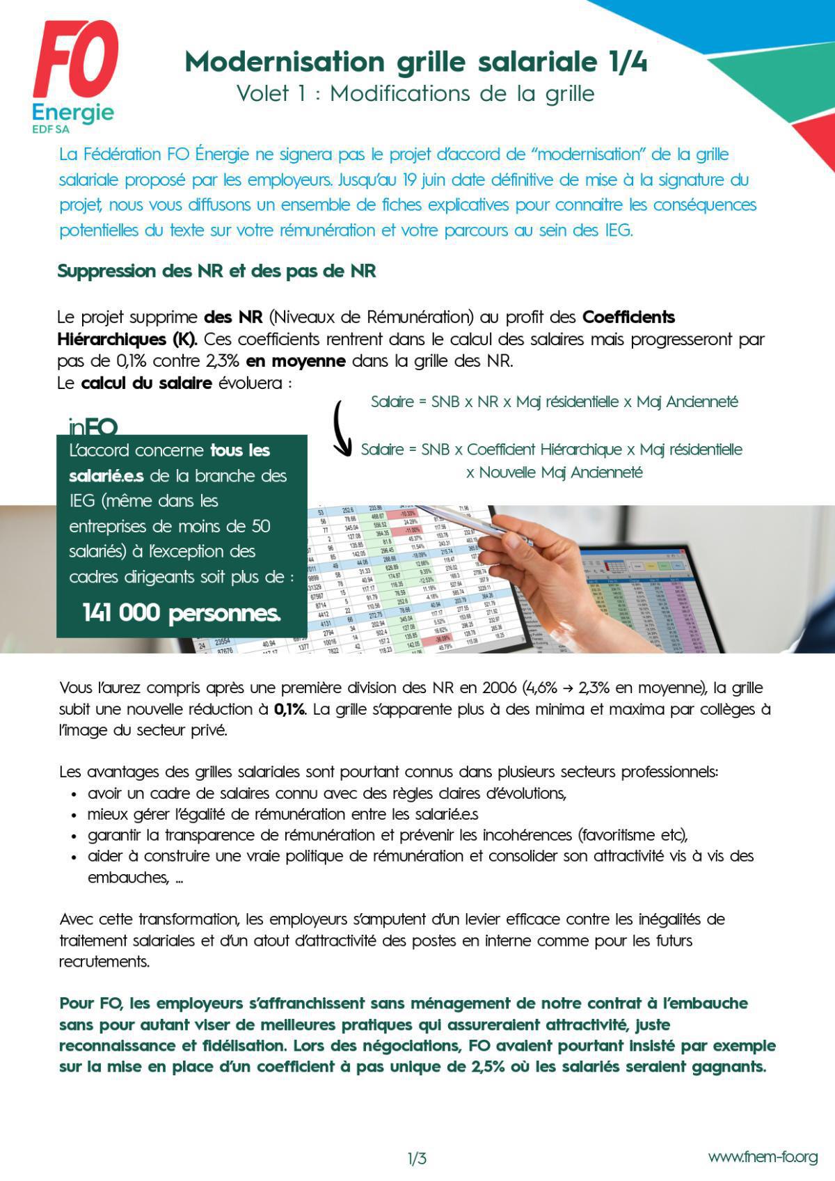 [EDF SA] Modernisation grille salariale 1/4 – Volet 1 Modifications de la grille