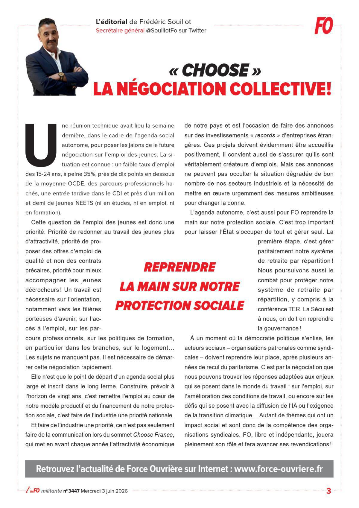 L’édito de Frédéric Souillot – « Choose » la négociation collective !
