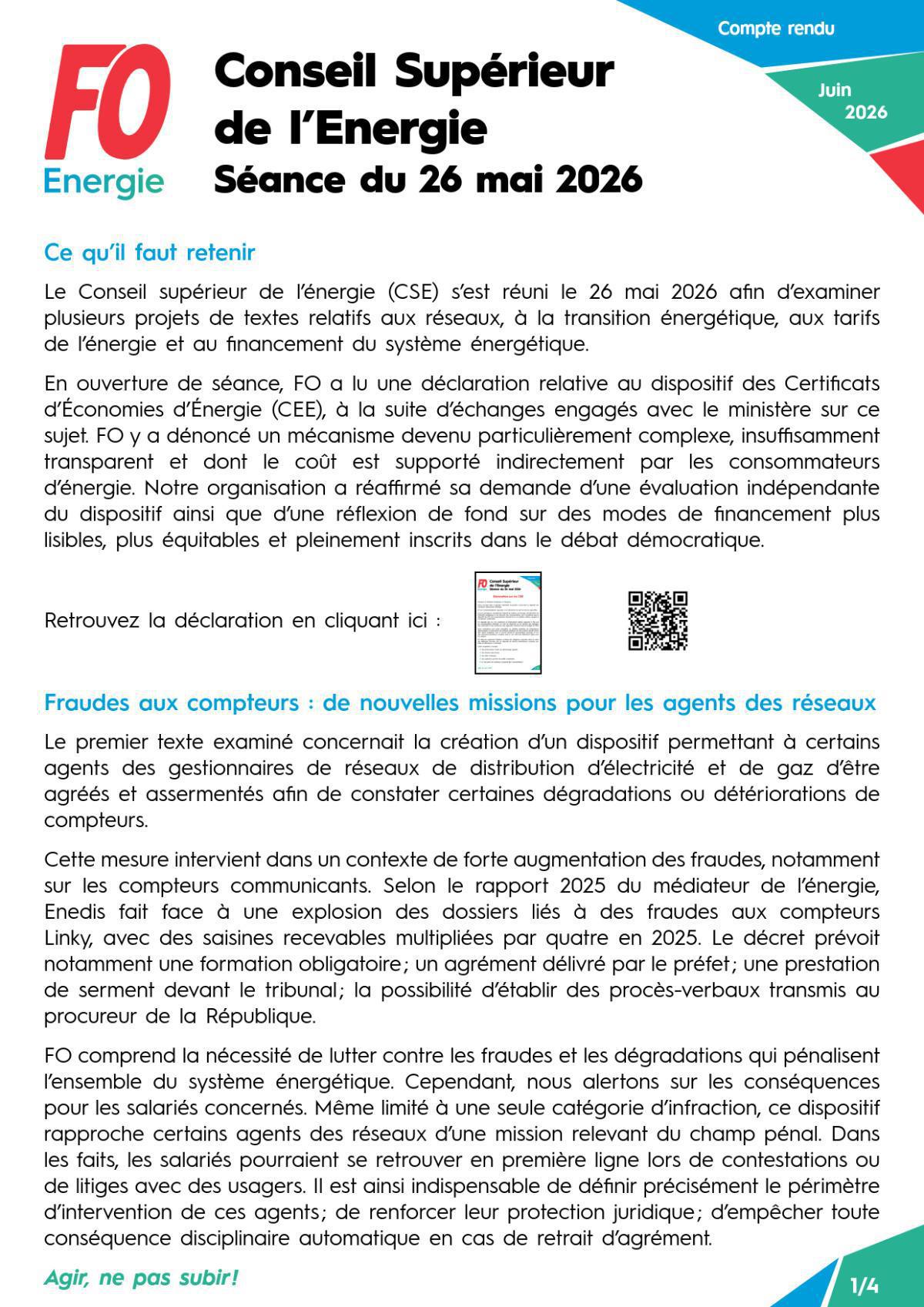 Conseil Supérieur de l’Énergie - Séance du 26 mai 2026