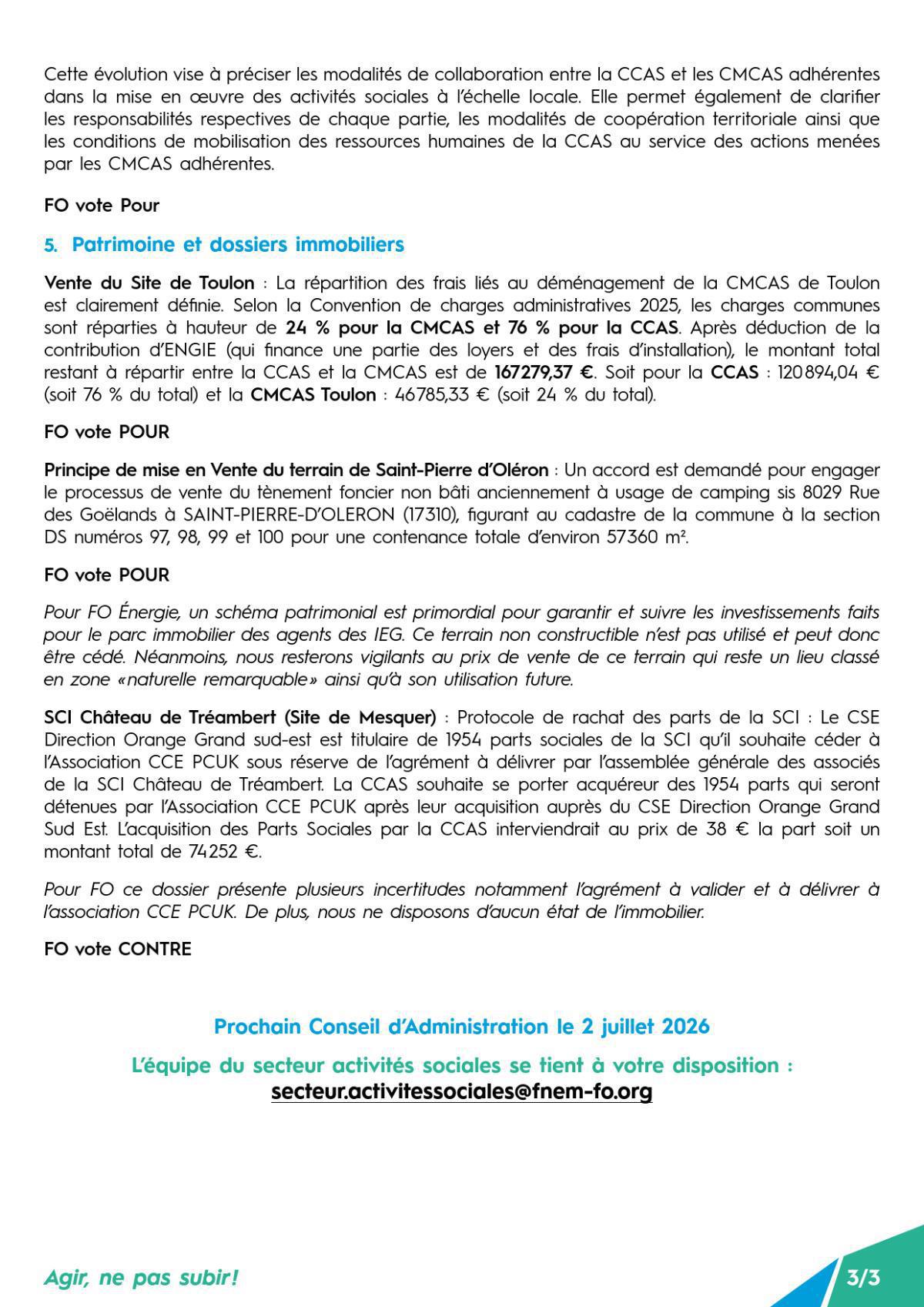 Conseil d’Administration CCAS séance du 4 juin 2026