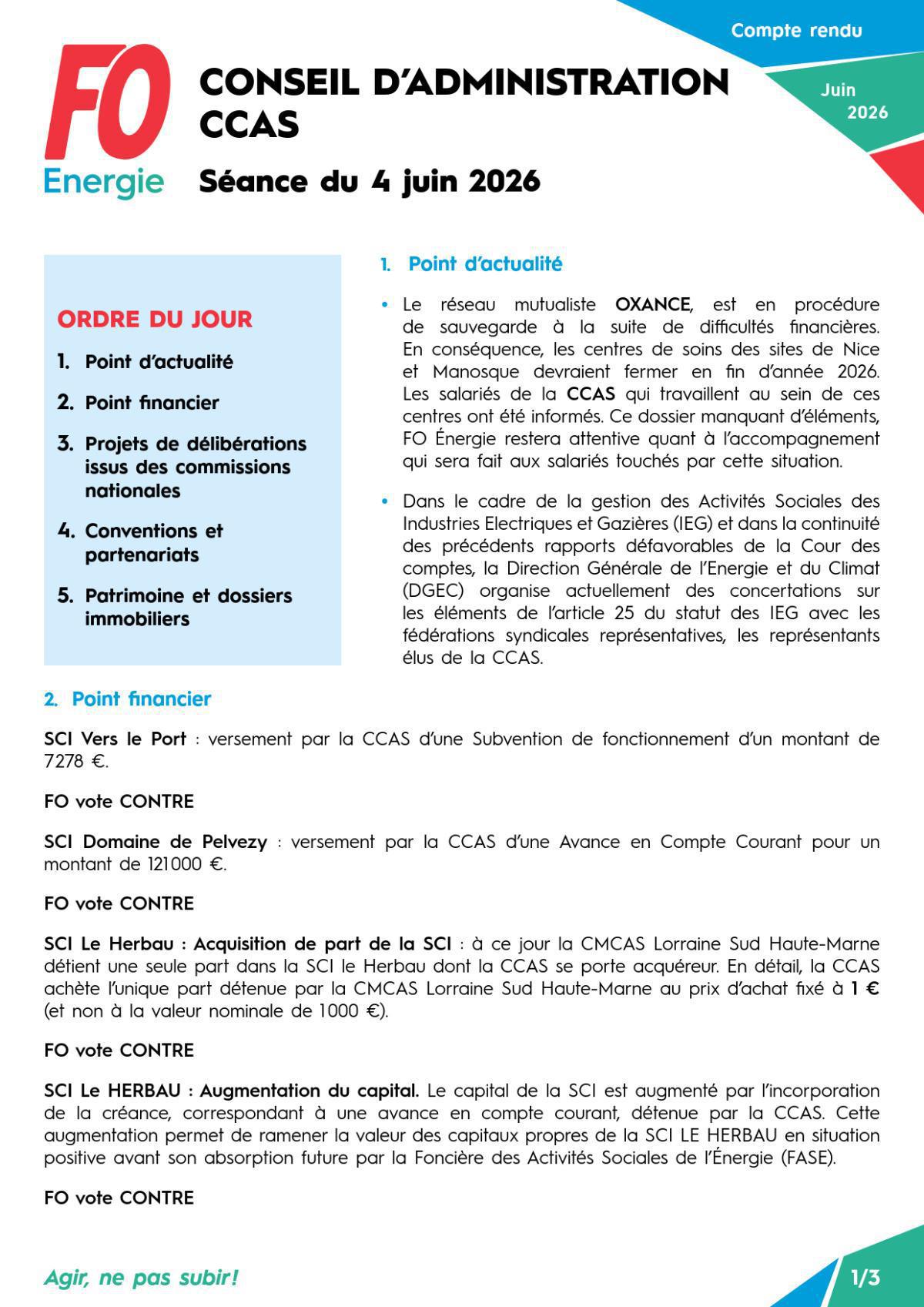 Conseil d’Administration CCAS séance du 4 juin 2026